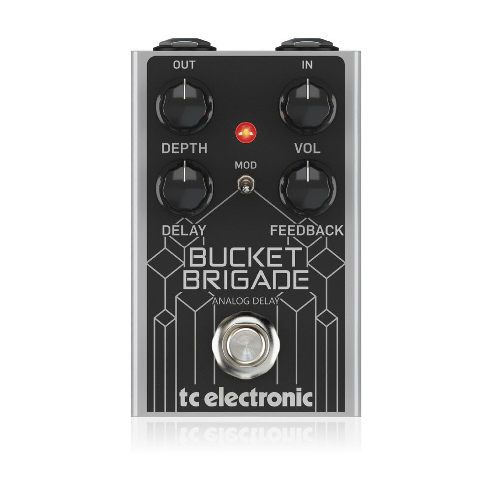 tc electronic BUCKET BRIGADE ANALOG DELAY アナログディレイ ギターエフェクターアナログBBD素子を使用し、オプションのモジュレーションを搭載したビンテージスタイルのコンパクトアナログディレイペダル■ビンテージスタイルアナログディレイペダル■最大600msのディレイタイム■アナログBBD素子を搭載したフルアナログ回路設計■オプションのモジュレーションスイッチにより、コーラスエフェクトをディレイに追加可能■内部のトリムポットでモジュレーションのスピードを調整可能■非常にコンパクトなサイズ設計■OFF時に原音を損なわないトゥルーバイパス設計■堅牢な金属製シャーシ■仕様電源: スタンダード5.5 x 2.1mm DCパワー：9V センターマイナス 100mA（アダプター別売り、電池駆動不可）サイズ：57 x 56 x 99 mm(W x H x D)