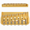 HIPSHOT 7 String Fixed Guitar Bridge Gold 0.125 7弦ギター用ブリッジ※パーツの取り扱いには、相応の技術と知識が必要になります。自己責任にて取り扱い可能な方のみ、ご検討下さい。取り付け時に起った、楽器及びパーツの破損・損傷等につきましては当店は保証出来ません。あらかじめご了承下さい。Hipshot Fixed Bridgeは、パフォーマンス、美しさ、人間工学の究極の融合です。各ブリッジは手作業で磨かれ、滑らかで快適なフィーリングが得られます。ステンレス製のサドルは、くっきりとしたストリング・リリーフ・エッジを備えており、くすんだトーンを排除します。側壁によりサドルは固定され、どんなに強く叩いても動くことはありません。また、.125"のプレート高は、角度の付いていないネックやブリッジ・ポケットを備えたギターで完璧なアクションを発揮するように設計されています。製品詳細●7弦用●側壁付きの機械加工された真鍮製のベースプレート●ステンレス製のサドルは、持続性と色調を最大化●ブリッジとサドルにしっかりとしたダウン・プレッシャーをかけられるストリング・スルー・ボディー・デザインSPECカラー：ゴールド