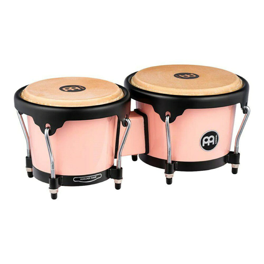 MEINL HB50FP Flamingo Pink Journey Series Bongo ABSボディ ボンゴ パーカッションJOURNEY SERIES BONGOMEINL ボンゴの人気モデル「Journey Series・HB50」のカラーバリエーションが大幅に増えました。従来の人気カラー Black に、2021年にスポット生産したSeaform Green、Flamingo Pinkの2色がレギュラーカラーへと扱いが変わり、さらに4色仲間に加わって、計7色での展開へと変わります。カラフルで少しだけ小振りでかわいらしいルックスのボンゴです。【Spec】サイズ：6 1/2"+ 7 1/2"素材ボディ：ABS Plasticヘッド：本皮カラー：Flamingo Pink