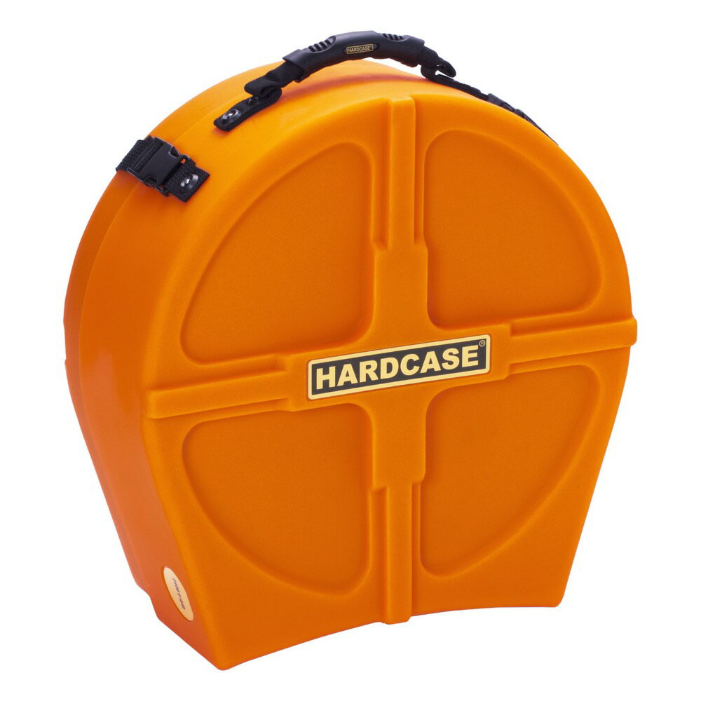 HARDCASE HNL14SO 14" Orange スネア用ハードケース14インチのスネアケースです。ハードケース社はメイド・インU.K.音楽ビジネスの盛んなU.K.で、売上NO.1を誇るケース会社です。素材は柔軟性、耐水性にとても優れたポリエチレン素材を使用。継ぎ目のない一体成型で、大変丈夫な造りになっております。運搬時の衝撃に強く、割れ、変形等が極めて少ないケースです。【オーバーラッピング・コンプレッション・デザイン】本体とフタの部分で楽器を上下からしっかりとホールドするコンプレッションデザインを採用。浅胴から深胴まで1つのケースで対応できます。また、上下には凹凸をつけ、横ずれすることなくケースを積み重ねることが出来ます。【カラーケース】カラーケースは、ケースの内側に厚みのあるスポンジが貼られた、極めて保護力の高いケースです。※カラーモデルは製法の特性により、製品に若干の色ムラが生じる場合がございます。14インチ スネアドラム用サイズ（内寸）：直径 439 / 最大内寸 497 / 最小深さ 150 / 最大深さ 229カラー：Orange