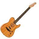 Fender American Acoustasonic Telecaster All-Mahogany Natural エレクトリックアコースティックギターAmerican Acoustasonic Telecasterは常に進化を続けるフェンダーの精神を体現した楽器です。Fishmanと共同開発した強力なサウンドプロセッサーを内蔵し、スタジオワーク／ライブパフォーマンスの両方において、幅広いアコースティックギターのトーンとエレクトリックギターのトーンを融合した、全く新しいユニークな表現を実現します。Acoustasonic Telecasterはアーティストのインスピレ ーションを駆り立てるエレガントでシンプルな製品設計となっています。オーガニックなプレイアビリティと近未来テクノロジーを両立し、音楽の領域を広げる可能性に満ち溢れています。コンター加工を施したホローボディ内には、特許を取得したStringed Instrument Resonance System（SIRS）テクノロジーを搭載し、迫力のあるナチュラルなヴォイシングと生き生きとした倍音が得られます。Acoustasonic Telecasterは、アコースティックギターをステージで使用する際にプレイヤーとエンジニアを悩ませるフィードバックや楽器を持ち替えた際のサウンドセッティングなどのチャレンジングな要素の多くを排除する工夫が組み込まれています。その要となっているのが、Fishmanと共同開発したサウンドプロセッサーです。ギターのナチュラルなサウンドを最適化しながらレゾナンスをモディファイすることで、ユニークなサウンド設計を可能にします。2種類のアコースティックピックアップが生み出す多彩なアナログギタートーンと、Acoustasonic Noiselessピックアップが生み出すエレクトリックギタートーンは、Modノブを使用することでブレンドでき今までにないサウンドをシンプルに作り上げることができます。Acoustasonic Telecasterはフェンダーのアイコニックな製品を数多く生み出してきたカリフォルニア州のコロナ工場でハンドメイドされています。Acoustasonic Telecasterはサウンドと表現の新たな境地を切り拓く、大胆不敵なアーティストのために作られた、次世代の楽器です。本製品は、トップ材にソリッドマホガニーを採用した、オールマホガニーのAmerican Acoustasonic Telecasterモデルとなります。【スペック】カラー：Natural原産国：USネック：Mahoganyネックフィニッシュ：Satin Urethaneネックシェイプ：Modern "Deep C"フィンガーボードラジアス：12" (305 mm)Fingerboard Material：Ebonyポジションインレイ：White Dotフレット数：22トラスロッド：Bi-Flexトラスロッドナット：1/8" American Seriesナット：Graph Tech TUSQナット幅：1.6875" (42.86 mm)ナットの素材：Graph Tech TUSQボディ：Mahoganyボディフィニッシュ：Polyester Satin Matteボディシェイプ：Modified Telecasterボディトップ：Solid Mahoganyボディバック：Mahoganyボディサイド：MahoganyBody Style：Modified Telecasterボディ素材：MahoganyCutaway：Yesブレイシング：Transverseロゼット：Tortoiseshell(ベッコウ柄)Purfling：Tortoiseshell(ベッコウ柄)Sound Hole：WaterFall Sound Portブリッジ：Modern AsymmetricalBridge Pins：GraphTech Tusqピックガード：Noneハードウェアフィニッシュ：Chromeチューニングマシーン：Fender Standard Cast/Sealed Staggeredストリング：Fender Dura-Tone 860CL Coated Phosphor Bronze (.011-.052 Gauges), PN 0730860405Strap Buttons：American Seriesコントロール：Master Volume, "Blend" Knob, 5-Way SwitchSpecial Electronics：3-pickup configuration: Under-Saddle Piezo/Internal Body Sensor/N4 Magneticトラスロッドレンチ：1/8" Hex (Allen)Body Depth：1.75" (44.45 mm)Body Length：16.54" (420 mm)フレットサイズ：Narrow Tallスケール：25.5" (64.77 cm)ソフトケース付き