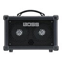 BOSS Dual Cube Bass LX ベースアンプ コンボ DCB-LXコンパクトなサイズでありながら、高い基本性能を備えたベース・アンプ。グルーヴトレーニングやレコーディング、ライブストリーミングまで対応するベーシストのベストパートナー。Roland CUBEアンプシリーズは80年代に誕生した最もポピュラーなマイアンプの一つです。小ぶりな筐体に高品位なサウンドと多彩な機能が凝縮されており、多くのプレイヤーから愛され続けてきました。BOSSは歴代のCUBEアンプシリーズに受け継がれてきたコンセプトをベースに、現代のベーシストに求められているワンランク上のサウンドと、ベースライフを充実させる機能を備えたBOSS DUAL CUBE BASS LXを開発しました。DUAL CUBE BASS LXはベースライフを豊かにする新感覚のベースアンプです。場所を選ばず配置できるスリムなサイズに、カスタムスピーカーを2基搭載しており、小音量でも十分な音圧を感じることができます。アンプタイプは、プレイスタイルやジャンルから選びやすい5種類を内蔵。BOSSの独自のノウハウと設計により、ピッキング時に弦の輪郭を感じ取れる様な生々しいレスポンスを実現しました。高品位なBOSSエフェクトも内蔵しているため、サウンドメイクの可能性はさらに広がります。さらに、27種類にも及ぶリズム機能を搭載しており、ベーシストに求められるグルーヴを養う練習も可能。アンプをPCへ接続してDAWにステレオレコーディングを行なったり、マイク付きのヘッドホンを接続してパフォーマンスを配信したりする際にも活躍します。【特徴】・高い基本性能と多彩な機能を備えた、可搬性に優れたベースアンプ・5インチ (13cm) の小型カスタムスピーカーを2基搭載・最大出力10W (5W×2) のステレオ対応ベースアンプ・キャラクターの際立つ5種類のアンプタイプを搭載・ベース用にチューニングされたコンプレッサー/ドライブエフェクト・コーラス、フランジャー、タッチワウ、ディレイ、リバーブを搭載・3バンドイコライザーにより、直感的で自由なサウンドメイクが可能・各アンプタイプは、エフェクトの設定を含めて3つまでメモリー可能・ACアダプター (付属) / 単3乾電池×8本 (別売) の2電源方式を採用・XLRのステレオライン出力端子を装備・PHONES/REC OUT端子はマイク付きヘッドホンも使用可能・レコーディングや配信で活躍する、オーディオ出力にも対応したUSB端子・別売のフットスイッチ (FS-6/FS-7) を接続可能・オーディオのプレイバックが可能なi-CUBE LINK / AUX IN端子・PCから入力した楽曲をアンプで再生し、ベースのサウンドと共にパソコンに出力することができるループバック機能・オプションのフットスイッチを接続することで使用可能なルーパー機能・オプションのBluetooth Audio MIDI Dual Adaptor (BT-DUAL) を装着することでワイヤレスコントロールに対応。【主な仕様】・定格出力：10W (5W＋5W)・規定入力レベル：　INPUT：-10dBu(1M Ω)　i-CUBE LINK / AUX IN：-20dBu(15k Ω)・規定出力レベル：LINE OUT L、R：-10dBu・スピーカー：12cm(5 インチ)× 2・コントロール：　[POWER] スイッチ　[COMP/DRIVE]つまみ　[DRIVE]ボタン　[AMP TYPE] つまみ(SUPER FLAT、FLAT、VINTAGE、MODERN、ROCK)　[MEMORY] ボタン　[GAIN] つまみ　[VOLUME] つまみ　[BASS] つまみ　[MIDDLE] つまみ　[TREBLE] つまみ　[EFFECTS] つまみ(CHORUS、FLANGER、T-WAH)　[DELAY/REVERB] つまみ　[START/STOP] ボタン　[VARTIATION] ボタン　[TAP TEMPO] ボタン　[PATTERN]つまみ(METRONOME、JAZZ、ROCK、BLUES、R&B、FUNK、METAL、LATIN、COUNTRY)　[VOLUME] つまみ (RHYTHM GUIDE)　[MIC VOL] つまみ　[MASTER] つまみ　[LOOPBACK]スイッチ(i-CUBE LINK/AUX IN)　[LOOPBACK]スイッチ(USB)・インジケーター：POWER、DRIVE、MEMORY、START/STOP、VARIATION、REC、PLAY、DUB・接続端子：　INPUT 端子：標準タイプ、PHONES/REC OUT端子：ステレオミニタイプ(ステレオ、CTIA)　i-CUBE LINK/AUX IN端子：ステレオミニタイプ(ステレオ、CTIA)、LINE OUT L、R端子：XLRタイプ　FOOT SW端子：TRS標準タイプ、Bluetooth ADAPTOR端子：専用タイプ、USB端子：USB B、DC IN端子・電源：ACアダプター(DC9V)、アルカリ電池(単 3 形)× 8、ニッケル水素電池(単 3 形)× 8・消費電流：370mA・連続使用時の電池寿命：アルカリ電池：約8時間、充電式ニッケル水素電池：約10時間(※1)　※1：容量2,500mAhのニッケル水素電池を使用した場合の時間です。　※電池の仕様、容量、使用状態によって異なります。・外形寸法：341(幅)× 205(奥行)× 261(高さ)mm・質量：4.4kg(AC アダプターを除く)【付属品】・取扱説明書・「安全上のご注意」チラシ・ACアダプター・電源コード・ミニケーブル (モバイル機器用、4極ミニタイプ)・保証書【別売品】・フットスイッチ：FS-5U、FS-6、FS-7・Bluetooth Audio MIDI Dual Adaptor(品番：BT-DUAL)・ワイヤレスMIDIエクスプレッション・ペダル：EV-1-WL※0dBu = 0.775Vrms