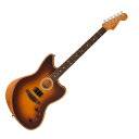 Fender Acoustasonic Player Jazzmaster 2-Color Sunburst エレクトリックアコースティックギターAcoustasonic Player Jazzmasterはアコースティックとエレクトリック両方の特徴を備えたハイブリッドスタイルのギターで、これまでにない新たなサウンドパレットを提供します。緻密に計算された曲線美を称えたオフセットボディに搭載された3ウェイスイッチで、アコースティックからエレクトリック、またその中間、更にはブレンドノブで骨太なドライブまで、実に多彩な音色をコントロールできます。Acoustasonic Player Jazzmasterは無限のインスピレーションであらゆるサウンド表現を可能にします。【スペック】Generalシリーズ：Acoustasonic Playerオリエンテーション：Right-Handカラー：2-Color Sunburst原産国：MXNeckネック：Mahoganyネックフィニッシュ：Satin Urethaneネックシェイプ：Modern "Deep C"フィンガーボードラジアス：12" (305 mm)FINGERBOARD MATERIAL：Rosewoodポジションインレイ：White Dotフレット数：22トラスロッド：Bi-Flexトラスロッドナット：1/8" American Seriesナット：Graph Tech TUSQナット幅：1.6875" (42.86 mm)ナットの素材：Graph Tech TUSQボディボディ：Mahoganyボディフィニッシュ：Polyester Satin Matteボディシェイプ：Modified Jazzmasterボディトップ：Solid Sitka Spruceボディバック：Mahoganyボディサイド：Mahoganyボディ素材：MahoganyCUTAWAY：Yesブレイシング：Transverseロゼット：2-Ring B/W/BPURFLING：Black/Cream/BlackSOUND HOLE：WaterFall Sound PortHardwareブリッジ：Modern AsymmetricalBRIDGE PINS：Graph Tech TUSQピックガード：Noneハードウェアフィニッシュ：Chromeチューニングマシーン：Fender Standard Cast/Sealed Staggeredストリング：Fender Dura-Tone 860CL Coated Phosphor Bronze (.011-.052 Gauges), PN 0730860405STRAP BUTTONS：American SeriesElectronicsコントロール：Master Volume, "Blend" Knob, 3-Way SwitchSPECIAL ELECTRONICS：2-pickup configuration: Under-Saddle Piezo, Acoustasonic Shawbucker Magnetic