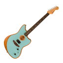 Fender Acoustasonic Player Jazzmaster Ice Blue エレクトリックアコースティックギターAcoustasonic Player Jazzmasterはアコースティックとエレクトリック両方の特徴を備えたハイブリッドスタイルのギターで、これまでにない新たなサウンドパレットを提供します。緻密に計算された曲線美を称えたオフセットボディに搭載された3ウェイスイッチで、アコースティックからエレクトリック、またその中間、更にはブレンドノブで骨太なドライブまで、実に多彩な音色をコントロールできます。Acoustasonic Player Jazzmasterは無限のインスピレーションであらゆるサウンド表現を可能にします。【スペック】Generalシリーズ：Acoustasonic Playerオリエンテーション：Right-Handカラー：Ice Blue原産国：MXNeckネック：Mahoganyネックフィニッシュ：Satin Urethaneネックシェイプ：Modern "Deep C"フィンガーボードラジアス：12" (305 mm)FINGERBOARD MATERIAL：Rosewoodポジションインレイ：White Dotフレット数：22トラスロッド：Bi-Flexトラスロッドナット：1/8" American Seriesナット：Graph Tech TUSQナット幅：1.6875" (42.86 mm)ナットの素材：Graph Tech TUSQボディボディ：Mahoganyボディフィニッシュ：Polyester Satin Matteボディシェイプ：Modified Jazzmasterボディトップ：Solid Sitka Spruceボディバック：Mahoganyボディサイド：Mahoganyボディ素材：MahoganyCUTAWAY：Yesブレイシング：Transverseロゼット：2-Ring B/W/BPURFLING：Black/Cream/BlackSOUND HOLE：WaterFall Sound PortHardwareブリッジ：Modern AsymmetricalBRIDGE PINS：Graph Tech TUSQピックガード：Noneハードウェアフィニッシュ：Chromeチューニングマシーン：Fender Standard Cast/Sealed Staggeredストリング：Fender Dura-Tone 860CL Coated Phosphor Bronze (.011-.052 Gauges), PN 0730860405STRAP BUTTONS：American SeriesElectronicsコントロール：Master Volume, "Blend" Knob, 3-Way SwitchSPECIAL ELECTRONICS：2-pickup configuration: Under-Saddle Piezo, Acoustasonic Shawbucker Magnetic