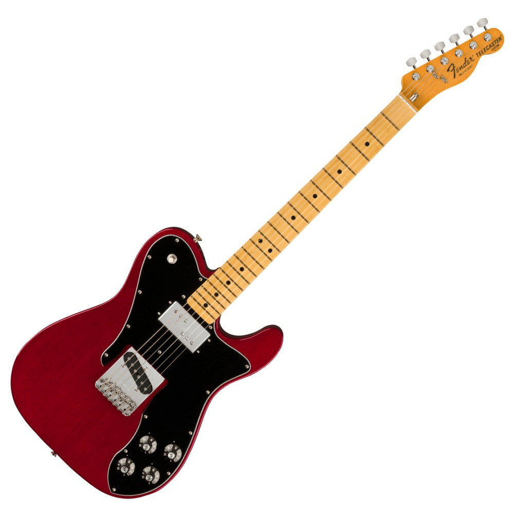 Fender American Vintage II 1977 Telecaster Custom MN WINE エレキギターAmerican Vintage IIは、音楽の歴史を変えた革新的なエレクトリックギターとベースを、極めて正確に再現したシリーズです。当時の仕様を忠実に反映したボディシェイプ、ネック、ハードウェア構成、プレミアムなフィニッシュ、そして年代別にヴォイシングされ細部にまでこだわり抜いたピックアップを搭載し、本物のFenderクラフトマンシップとトーンのエッセンスを凝縮した一本です。Telecaster Customは、フェンダーが初めてハムバッカーを採用したモデルの1つです。American Vintage II 1977 Telecaster Customは、快適なバックカット、アッパーホーンに配置された3ウェイトグルスイッチ、スタイリッシュなピックガードに取り付けられたデュアルボリューム＆トーンコントロールを特徴としています。American Vintage II 1977 Telecaster Customは、オリジナルの真髄とも言えるトーンとフィーリングを再現しています。このTelecaster Customは、ネックポジションにWide Rangeハムバッカー、ブリッジポジションにPure Vintage ‘77 Single-Coil Teleピックアップを搭載しています。本格的なWide Rangeハムバッカーを作るために、1981年以来生産されていなかったCuNiFeマグネットをオリジナルのサウンドを再現するために不可欠な要素として復活させました。American Vintage II 1977 Telecaster Customは、1977 “C”シェイプの密度の高いメイプルネックに21本のヴィンテージトールフレットを配した7.25インチラジアスのメイプルまたはローズウッド指板を採用し、まるで1977年に舞い戻ったかのような、当時の楽器の演奏性を彷彿させます。その他、6つのスロテッドスチールバレルサドルを備えたTeleブリッジ、Fロゴチューナー、ヘッドに配置された便利なBulletスタイルトラスロッドナット、Micro-Tilt付きの3ボルト式ネックプレートなどを装備しています。カラーはOlympic White、Wine Redの2種類から選択可能です。American Vintage IIは、フェンダーの礎を築いたギターとベースを忠実に復刻している、ヴィンテージフェンダーのトーンとフィーリングを愛するプレイヤーへ向けたシリーズです。音楽の歴史を作り上げてきたギターとベースを、現代の技術で蘇らせています。【スペック】プロダクトネーム：American Vintage II 1977 Telecaster Custom, Maple Fingerboard, Wineモデル番号：0110442815シリーズ：American Vintage IIオリエンテーション：Right-Handカラー：Wine原産国：USヘッドストック：Large '70s Styleネック：3-Boltネックフィニッシュ：Gloss Polyurethaneネックシェイプ：1977 "C"ネック：3-Boltフィンガーボードラジアス：7.25" (184.1 mm)Fingerboard Material：Mapleポジションインレイ：Black Dotサイドドット：フレット数：21トラスロッド：Bullet Styleトラスロッドナット：Bullet Styleナット：Boneナット幅：1.650" (42 mm)ナットの素材：Boneボディ：Alderボディフィニッシュ：Gloss Polyurethaneボディシェイプ：Telecasterボディ素材：Alderブリッジ：Pure Vintage 6-Saddle Tele with Slotted Steel Barrel Saddlesブリッジカバー/テイルピース：Includes Chrome Bridge CoverBridge Mounting：4-Screw Vintage-Styleピックガード：3-Ply Black/White/BlackPickup Covers：Neck: Chrome; Bridge: Blackコントロールノブ：Skirted Black Plastic with Numbered IndicatorsSwitch Tip：Aged Whiteハードウェアフィニッシュ：Nickel/Chromeチューニングマシーン：Pure Vintage Fender “F” StampedString Trees：Dual-Wingストリング：Fender USA 250R Nickel Plated Steel (.010-.046 Gauges), PN 0730250406Neck Plate：3-Bolt "F" Stamped with Micro-TiltStrap Buttons：Vintage-Styleブリッジピックアップ：Pure Vintage '77 Single-Coil Teleネックピックアップ：Authentic CuNiFe Wide-Range Humbuckingピックアップコンフィギュレーション：HSコントロール：Volume 1. (Neck Pickup), Volume 2. (Bridge Pickup), Tone 1. (Neck Pickup), Tone 2. (Bridge Pickup)Switching：3-Position Toggle: Position 1. Bridge Pickup, Position 2. Bridge and Neck Pickups, Position 3. Neck Pickupフレットサイズ：Vintage Tallスケール：25.5" (64.77 cm)スタイル：1 single-coil, 1 humbucking