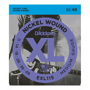 D'Addario EXL115 エレキギター弦XL Nickel Round Wound独特なブライトサウンド、素晴らしいイントネーション。世界中のミュージシャンからの圧倒的な支持を誇る、言わずと知れたエレキ弦のスタンダード。EXL115Blues / Jazz Rock1st：PL0112nd：PL0143rd：PL0184th：NW028 5th：NW0386th：NW049※1セットでの販売です。　