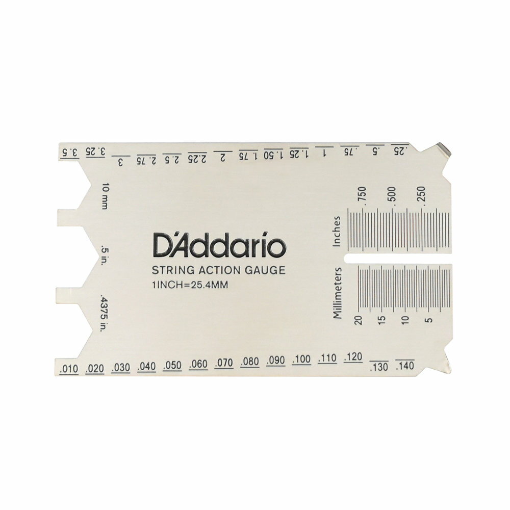 Planet Waves by D'Addario PW-SHG-01 Silver String Height Gauge 弦高調整用ゲージ 定規D'Addario String Height Gauge(弦高ゲージ)に新たなオプションが加わり新仕様に生まれ変わりました。ステンレススチール製のコンパクトなゲージには高精度な目盛が刻まれており、ギターやベースの細かい弦高セッティングに便利なツールです。弦高セッティング以外にも、ピックアップの高さ、ネックリリーフや様々な細かい計測が可能なツールです。携帯に便利なカードサイズのツールが貴方のギター＆ベースのベストセッティングをサポートします。3サイズの開放型簡易ハードウェアレンチ、マイナスとプラスの簡易スクリュードライバーでギターのジャックの緩みやピックアップの高さ調整といった簡易的な作業にも対応します。・メモリ表記：インチ、ミリメートル表記・高精度メモリで細かいセッティングが可能・ステンレススチール素材カラー：シルバー