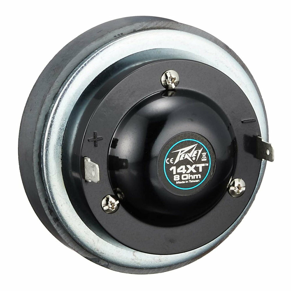 Peavey 14XT DRIVER 交換用スピーカードライバー適合機種:IMPULSE100・TLS2・TLS2X・TLS4・TLS5X・TLM2・TLM5IMPULSE100P・IMPULSE100・WHITEPR10・PR12・PR15・SSE10・SSE12・SSE15・SSE6・SSE26【商品仕様】口径：1.4インチスロート経：1インチインピーダンス：8Ω許容入力：1000Hz to 20,000 Hz:100W peak / 50W program / 25W continuous感度:102dB周波数特性:1KHz to 18,000Hz寸法（梱包時）:9.5(W) x 9.5(H) x 8.2(D) cm重量（梱包時）:0.98Kg