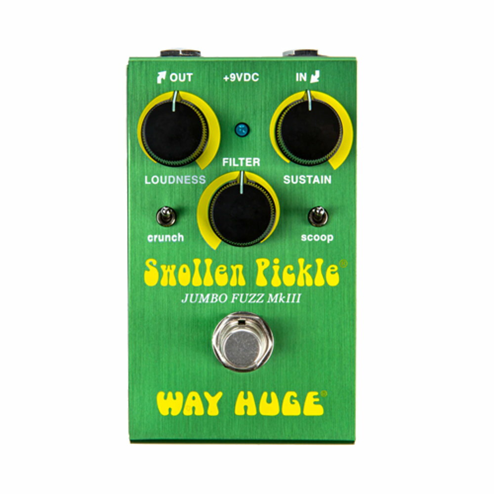 WAY HUGE WM41 SWOLLEN-PICKLE ファズ ギターエフェクターSwollen Pickle MKIIIが、Way Huge Smallsの筐体で新登場。ヴィンテージなファズサウンドはもちろん、モダンなハイゲイン・ファズサウンドまでを多彩に演出します。電源9V：006P/9V乾電池または9V AC/DCアダプター外形寸法：58(W)×103(D)×55(H)mm