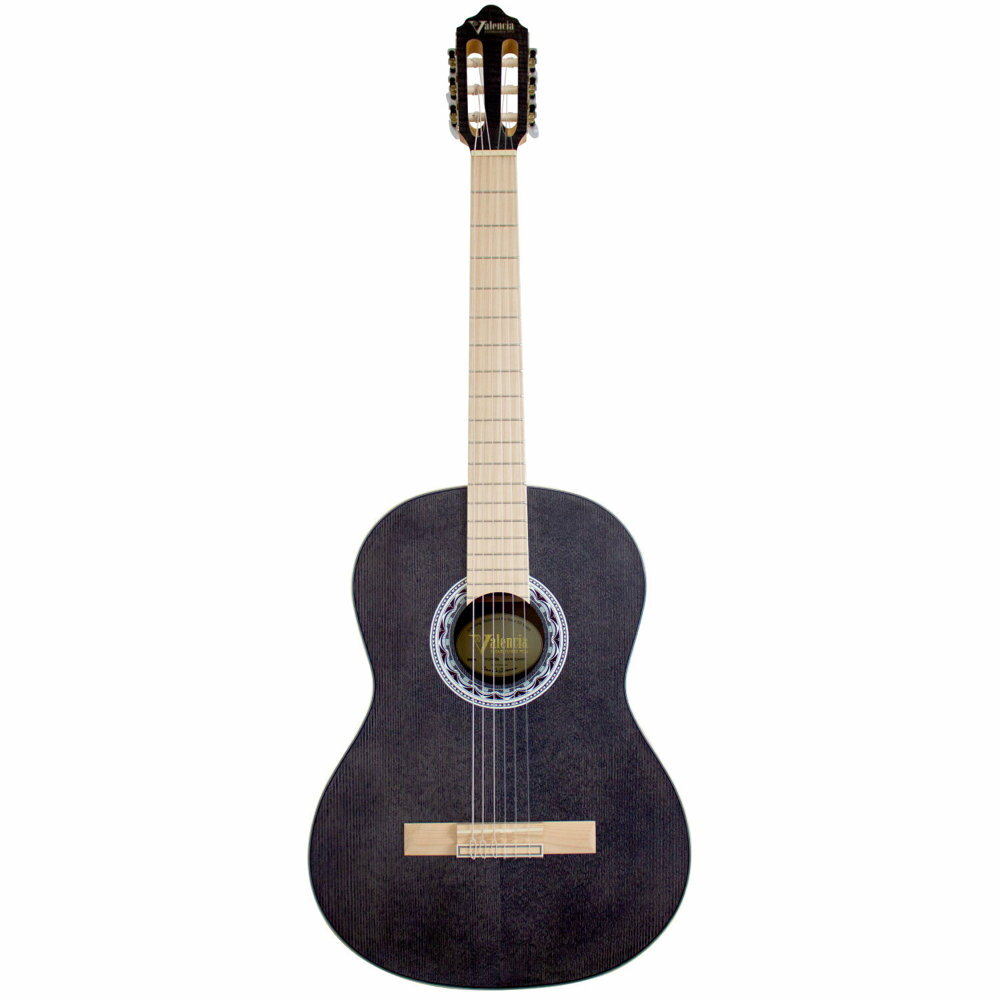 Valencia VC354H BLACK 4/4 クラシックギター「バレンシア かわいいカラーリングのクラシックギター全9色」メイプル指板にカラートップのクラシックギター、ブラックカラーモデル演奏しやすい “45mm” ナット幅仕様環境変化に強いマホガニーとアマラエボニーのハイブリッドネックボディは定番のシトカスプルースとマホガニー合板を使用SPECサイズ:4/4トップ : シトカスプルースバック&サイド:プレミアムマホガニートップバインディング:ブラック / アイボリー ABSサイドバインディング:ブラック / アイボリー ABSネック:マホガニー / アマラエボニーストリップフィンガーボード:メイプルネックバインディング:アイボリー ABSフレット:19/ ニッケルブリッジ:メイプルサドル:NuBoneロゼッタ:L Hemisfericマシンヘッド:クロムスケール:650mmナット幅:45mmフィニッシュ:サテンキャリング BAG 付属