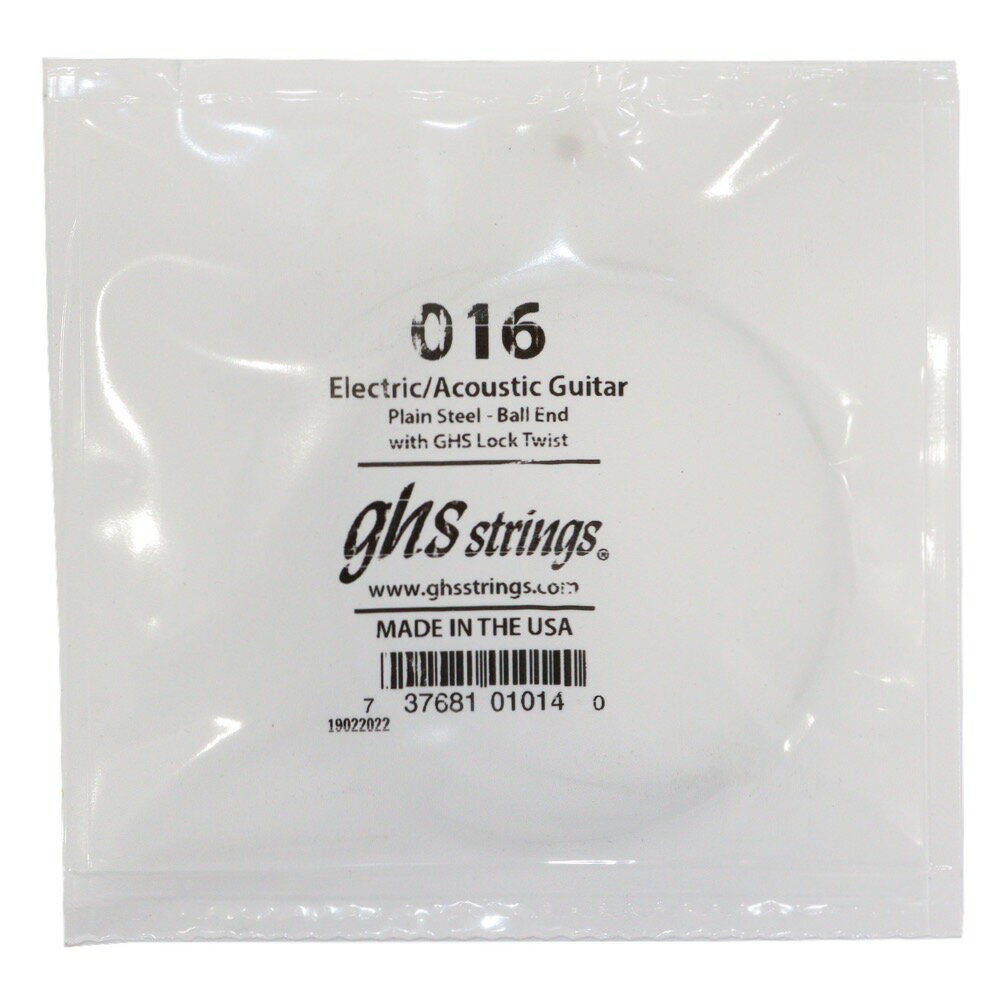 GHS ガス 016 Singles Plain Steel Strings .016 ギター用 バラ弦 1