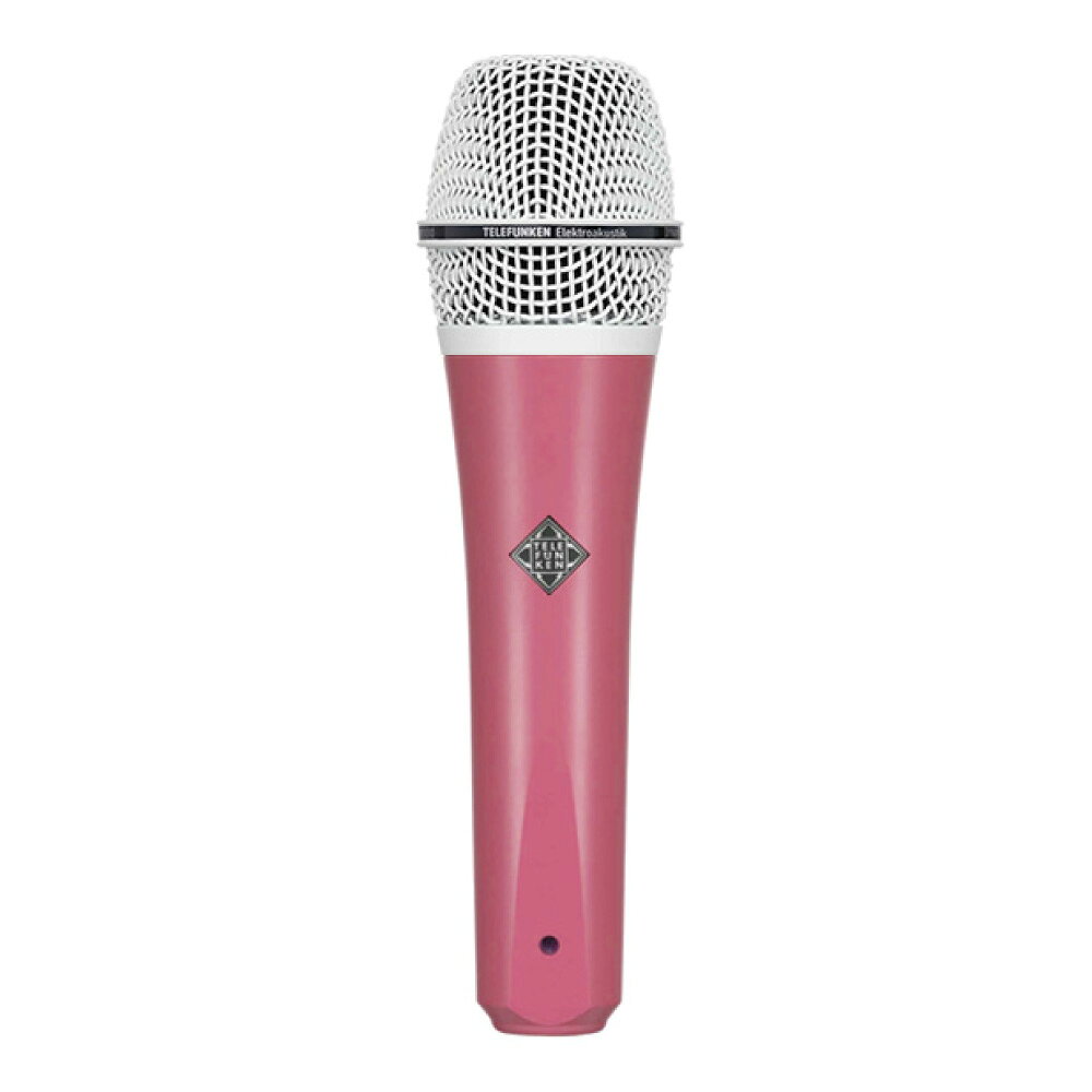 TELEFUNKEN(テレフンケン) M80 Custom Shop ピンク/ホワイト ダイナミックマイクCOLOR: ボディ：ピンク / グリル：ホワイトM80はダイナミックマイクでありながらコンデンサーマイク並のパフォーマンスを兼ね備えた非常に優秀なマイクです。単一指向性でワイドなダイナミックレンジ及び周波数特性を誇ります。ハンドリングノイズを抑えるボディ設計と、ダイアフラムの音色はオープンでワイド、ミックスの中でも埋もれることなく存在感のある音が期待できます。M80の最大の特徴は新設計ローマスボイスコイル及び超薄型マイラーダイアフラムとAMI/TAB-Funkenwerk社製のカスタム出力トランスにあります。この新設計のダイアフラムは今までの『重い』ダイアフラムとボイスコイルで失っていた『音色』を変化させることなく高効率で電気信号に変換する事ができ、またT80 TELEFUNKEN社製カスタムワウンド・トランスフォーマーは古き良きアナログオーディオの独特の暖かみのありながらプレゼンスのある音を出してくれます。低域の近接効果も程よくコントロールされておりボーカルはもちろんの事、ドラムやベースなどの録音にも非常に優秀なマイクとなっています。Type: DynamicPolar Pattern: SupercardioidFrequency Range: 50 Hz - 18 kHz, ±3 dBCapsule: 25mm Dynamic Moving CoilTransformer: TELEFUNKEN Elektroakustik T80Sensitivity: 1.54 mV/Pa, ±1 dBOutput Impedance: 325 ΩMaximum SPL (for 1% THD): 135 dBDimensions/Size: 184 mm L x 48 mm DiaWeight: 430 g付属品 :M80：マイククリップ及び専用ケース※マイクホルダーのネジ受け部の内径は5/8インチサイズです。ネジ径変換アダプタは付属しません。※色味や塗装の仕様は予告無く変更となる場合があります。