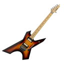 Killer KG-Exploder II Flame Top 3 Tone Sunburst エレキギター特長・ヘッド裏に「KG-EXPLODER II」のロゴが入っています。・ポジション・マークはトップがφ6.5mm、サイドがφ2.0mmです。・ボディ裏から4点、フロント・ピックアップの下部から1点、計5点止めのセミ・ディープインサート・ジョイントです。通常のボルト・オンに比べネックとボディの接続面積が広いので、より音の伸びが良くなります。同時にネックとボディの僅かなぐらつきも無くなります。・トラスロッドはネックエンドのホイール・ロッドで調整できます。これによりネックを外す事無く、ホイールロッドを回す事で素早く反りを調整できます。・ピックアップはKillerオリジナルのLQ-500とLZ-510 Dyna-Biteです。ブリッジはFloyd Rose Thousandを搭載。アームアップが出来る様に落とし込んであります。フローティング・セッティングです。・マスター・ボリュームは、プッシュ／プルのピックアップ・タップ・スイッチになっています。タップ時はネック／ブリッジ・ピックアップ共にネック側のコイルが出力されます。・ストラップ・ピンは、ESPストラップ・ロックを装備。信頼性が高くギターを支える非常に重要なパーツです。【SPEC】Body：Maple 2P or 3P (45mm thick ・ top ＆ back flame laminated)Neck：Hard maple ・ Narrow U shape ・ Semi deep insert joint ・ Wheel truss rodFingerboardHard maple ・ 22 frets (#214h)Position mark：Top: Black φ6.5mm / Side: Black φ2.0mmScale length：648 mmPickup：Neck: Killer LQ-500Bridge: Killer LZ-510 Dyna-BiteControls：Master volume (pickup tap push/pull switch) ・ Pickup select switchBridgeFloyd Rose Thousand (floating)Neck color：Old Natural (semi gloss finish)Body color：3Tone Sunburst (3TS)ボディ表面と裏面にフレイム・メイプル（突板）をラミネートしています付属品：Killer ロゴ入りソフトケースESPストラップ・ロックフロイドローズ・サウザンド用トレモロ・アーム