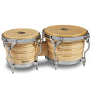 LP LP201A-3 Generation III Wood Bongos Chrome Hardware ボンゴLP Generation III ボンゴは、通常の 7-1/4”と、より大きめの 9”のヘッドを採用し、太い音を提供します。窯で乾燥したSiam Oak材で作られ、生皮成形のヘッドを使用しています。LP Generation II と同様、ボンゴシェルにクラックが入らないように、バッキングプレートで補強されています。Generation IIIではトラディショナルなリムとキューバンスタイルのボトムを採用し、直径 5/16” のチューニングラグと組合わせています。