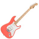 Squier スクワイヤー スクワイア Sonic Stratocaster HSS MN TCO エレキギター ストラトキャスターSquier Sonic Stratocaster HSS なら、時間を飛び越えるようなスピードで、どんな音楽でもすぐにギターを始めることができます。象徴的なフェンダースタイル、そして刺激的なトーンをあらゆるプレーヤーにお届けします。この Strat は、薄く軽量なボディに、スリムで魅力的な「C」シェイプネックが相まって、快適な演奏性をもたらします。ピックアップは、クリスタルクリアなサウンドを奏でるシングルコイル (S) 2基に加え、ブリッジピックアップには満足のいくパワフルなトーンをもたらすハムバッキング (H) ピックアップを搭載したHSS構成です。その他、表現力豊かなビブラートを奏でるトレモロブリッジ、スムーズで正確なチューニングが可能なシールドギアチューニングマシン、耐久性のあるクロムメッキハードウェアなど、魅力的な特徴を数多く備えています。●Features・薄く軽量なボディ設計・Squierブリッジハムバッカー、Single-Coilネック＆ミドルピックアップのHSS構成・6サドル式トレモロブリッジ・シールドギアチューニングマシン・クロムハードウェア【スペック】・プロダクトネーム：Squier Sonic Stratocaster HSS, Maple Fingerboard, White Pickguard, Tahitian Coral・モデル番号：0373202511・シリーズ：Squier Sonic・オリエンテーション：Right-Hand・カラー：Tahitian Coral・原産国：ID・ヘッドストック：Stratocaster・ネック：Bolt-On・ネックフィニッシュ：Satin Urethane・ネックシェイプ："C" Shape・ネック：Bolt-On・フィンガーボードラジアス：9.5" (241 mm)・フィンガーボードの素材：Maple・ポジションインレイ：Black Dot・フレット数：21・トラスロッド：Head Adjust・トラスロッドナット：4 mm Hex・ナット：Synthetic Bone・ナット幅：1.650" (42 mm)・ナットの素材：Synthetic Bone・ボディ：Poplar・ボディフィニッシュ：Gloss Polyurethane・ボディシェイプ：Stratocaster・ボディ素材：Poplar・ブリッジ：6-Saddle Vintage-Style Synchronized Tremolo with Block Saddles・ピックガード：1-Ply White・コントロールノブ：White Plastic・Switch Tip：White・ハードウェアフィニッシュ：Chrome・チューニングマシーン：Die-Cast Sealed・ストリング：Nickel Plated Steel (.009-.042 Gauges)・ネックプレート：4-Bolt Squier・ストラップボタン：Vintage-Style・ブリッジピックアップ：Ceramic Humbucker・ミドルピックアップ：Ceramic Single-Coil・ネックピックアップ：Ceramic Single-Coil・ピックアップコンフィギュレーション：HSS・コントロール：Master Volume, Tone 1. (Neck/Middle Pickups), Tone 2. (Bridge Pickup)・スウィッチ：5-Position Blade: Position 1. Bridge Pickup, Position 2. Bridge and Middle Pickup, Position 3. Middle Pickup, Position 4. Middle and Neck Pickup, Position 5. Neck Pickup・フレットサイズ：Narrow Tall・スケール：25.5" (64.77 cm)・トラスロッドレンチ：4 mm Hex (Allen)