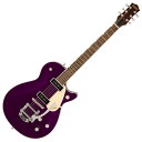 GRETSCH G5210T-P90 ELECTROMATIC JET TWO 90 SINGLE-CUT WITH BIGSBY AMTHSTElectromatic Jetは、無駄を一切排除した、完璧でピュア、そしてパワフルなGretschギターです。大胆でダイナミック、そして明瞭なグレッチ本来のサウンド、洗練されたスタイリング、そして快適な演奏性を備えた、ワンランク上の楽器を求めるプレイヤーに最適な楽器です。G5210T-P90 Electromatic Jet Two 90 Single-Cut with Bigsbyは、Jetのパワーと機能性をそのままに、お求めやすい驚くべき価格でご提供します。主な特徴：・力強いサウンドと優れた音響バランスを実現するメイプルトップのチェンバードマホガニーボディ・低めにセッティングされたThin “U”マホガニーネック・12インチラジアスローレル指板、22本のミディアムジャンボフレットとパーロイドNeo-Classicサムネイルインレイ・新開発のP-90E Single-Coilピックアップを搭載・トレブルブリード回路付きマスターボリューム、マスタートーン、各ピックアップのボリュームコントロール・Bigsby B50 Vibratoテイルピース・固定式Adjusto-Maticブリッジ・ニッケルハードウェア【メイプルトップのチェンバードマホガニーボディ】チェンバードマホガニーボディにメイプルトップを備え、パワフルなクラシックJetサウンドを提供します。【新開発のP-90Eピックアップ】P-90E Single-Coilピックアップが、ワイドでバランスのとれた透明感のあるトーンを生み出し、厚みのあるアグレッシブなオーバードライブから澄み渡るクリーントーンまで、優れた明瞭度とトーンバランスを実現。【多彩なコントロール】各ピックアップのボリュームコントロール、マスタートーン、トレブルブリード回路付きマスターボリュームとを備え、直感的なサウンド設計が可能です。【spec】Body Material: MahoganyBody Finish: GlossNeck: Mahogany, Thin “U”Neck Finish: GlossFingerboard: Laurel, 12” (305 mm)Frets: 22, Medium JumboPosition Inlays: Pearloid Neo-ClassicTM Thumbnail (Laurel)Nut (Material/Width): Synthetic Bone, 1.6875” (42.86 mm)Tuning Machines: Die-Cast SealedScale Length: 24.6” (625 mm)Bridge: Adjusto-MaticPickups: P-90E Single-Coil (Bridge), (Middle), P-90E Single-Coil (Neck)Pickup Switching: 3-Position Toggle: Position 1. Bridge Pickup, Position 2. Bridge And Neck Pickups, Position3. Neck PickupControls: Volume 1. (Neck Pickup), Volume 2. (Bridge Pickup), Master Volume, Master ToneControl Knobs: G-ArrowHardware Finish: NickelStrings: Nickel Plated Steel (.010-.046 Gauges)Case/Gig Bag: Optional Case (p/n 099-6474-000); Gig Bag (p/n 099-6460-000)