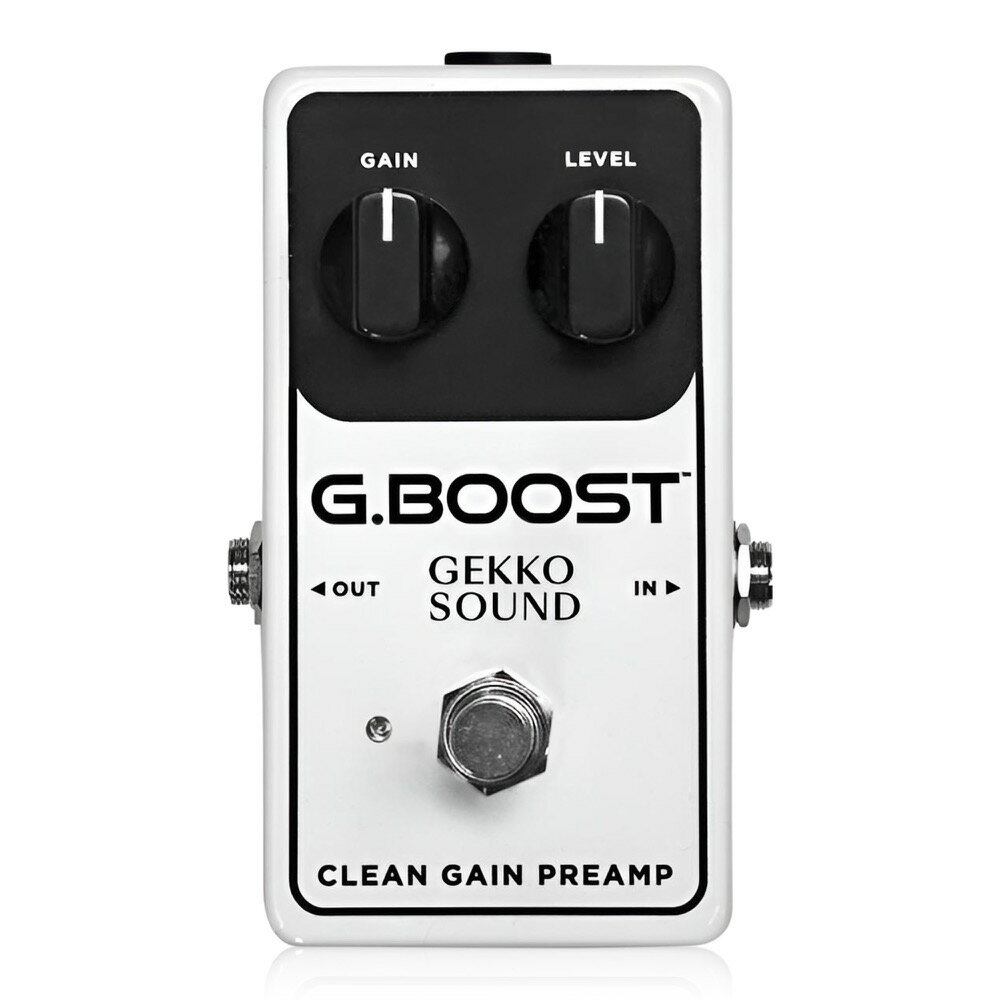 GEKKO SOUND ゲッコーサウンド G.BOOST ブースター ギター/ベースエフェクターGEKKO SOUND G.BOOSTは、楽器の音色バランスとダイナミクスを維持しながら、最大+26dBのブーストを行えるスーパークリーンブーストです。GAINを高く設定するとエレキベースのぶっとい歪みを加えることもできます。ベーストーンがより前に出るブースターです。ハイインピーダンスインプットとGAINコントロールにより、様々な楽器で扱うことができます。エレキギターやアコースティックギター・ウクレレなどのピエゾピックアップ、ブルースハープのバレットマイクなどに最適です。エレキギターではきらびやかでクリアなトーンを作ることができ、GAINを高く設定するとコンソールに直接接続してクリップさせたような独特のトーンを作ることもできます。トゥルーバイパススイッチングで、素早くアンプをプッシュすることができます。●コントロールLEVEL：音量を調整します。GAIN：ブーストゲインを調整します。●特徴・最大+26dBのゲインを持つクリーンブースト・オールアナログ回路・トゥルーバイパス・ハイクオリティコンポーネントを使用G.BOOSTはスタンダードなセンターマイナスDC9Vアダプターで駆動します。電池はお使いになれません。種類：ブースターアダプター：9Vセンターマイナス電池駆動：-コントロール：LEVEL、GAIN【GEKKO SOUND】GEKKO SOUNDはオーストラリア、メルボルンにて革新的なペダルを手作業で制作しています。ミュージシャンが求めるものを理解し、それを使いやすく、優れたサウンドで、かつ高い耐久性で実現します。特に圧倒的に透明なトーンは、GEKKO SOUNDの特徴です。