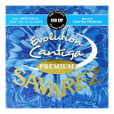 SAVAREZ 510EJP Evolution Cantiga PREMIUM High tension クラシックギター弦Evolution Cantiga PREMIUM「1弦 ナイロン(NEW CRISTAL)」、「2、3弦 フロロカーボン(ALLIANCE)」、「4~6弦 カンティーガプレミアム」 のセット。低音弦「カンティーガプレミアム」カンティーガで使用している芯線に、全く新しい合金で作られたワイヤーをワウンドする事で、より広がりのある倍音を実現。高音域の倍音、 低音のさらなるサステインが特徴です。リッチでクリアー、きらびやかでパワフルなサウンドのこの弦は、ロングライフも実現し、より長い間 クリアなサウンドを保ちます。反応も良く、強弱や音色の変化もしっかりと表現します。ゲージ：High tension