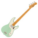 Fender フェンダー Vintera II 70s Telecaster Bass MN SFG エレキベースVintera II 70s Telecaster Bassは、70年代のタイムレスなサウンドを現代に蘇らせ、フェンダーならではのアイコニックなルックス、インスピレーション、比類ないトーンを提供します。Vintera II 70s Mustang Bassは、アルダーボディにメイプルネックを採用し、パンチと透明感に溢れたクラシックなフェンダートーンを実現します。70年代中期の"C"シェイプネックは、直感的で魅力的なプレイアビリティを提供する70年代モデルのネックプロファイルをベースに設計されており、7.25インチラジアス指板とヴィンテージトールフレットにより、大胆なベンディングや繊細なビブラートが可能で、ヴィンテージの快適さが得られます。ヴィンテージスタイルのワイドレンジベースハムバッカーは、温かでダイナミック、パワフルなフェンダーサウンドを提供します。ヴィンテージスタイルの2サドル式ブリッジと「Fender」刻印入りチューニングマシンは、クラシックなルックスに加え、イントネーションとチューニングの安定性を向上させます。Vintera II 70s Telecaster Bassのクラシックなヴィンテージフィールと比類なきフェンダーサウンドで、あなたにしかできない、新たな音楽の歴史を刻み始めましょう。【FEATURES】■ アルダーボディ■ 7.25インチラジアスのメイプル指板、ヴィンテージトールフレット■ 70年代中期の"C"ネックシェイプ■ ヴィンテージスタイルワイドレンジベースハムバッカー■ ヴィンテージスタイル2サドル式ブリッジ■ ヴィンテージスタイル「Fender」刻印入りチューニングマシン【スペック】・プロダクトネーム：Vintera II '70s Telecaster Bass, Maple Fingerboard, Surf Green・モデル番号：0149252357・シリーズ：Vintera II・オリエンテーション：Right-Hand・カラー：Surf Green・原産国：MX・ヘッドストック：Telecaster・ネック：3-Bolt・ネックフィニッシュ：Gloss Urethane・ネックシェイプ：Mid '70s "C"・ネック：3-Bolt・フィンガーボードラジアス：7.25" (184.1 mm)・フィンガーボードの素材：Maple・ポジションインレイ：Black Dot・サイドドット：・フレット数：20・トラスロッド：Bullet Style・トラスロッドナット：Bullet Style・ナット：Synthetic Bone・ナット幅：1.625" (41.3 mm)・ナットの素材：Synthetic Bone・ボディ：Alder・ボディフィニッシュ：Gloss Polyester・ボディシェイプ：Telecaster Bass・ボディ素材：Alder・ブリッジ：2-Saddle Vintage-Style Adjustable with Steel Barrel Saddles・Bridge Mounting：3-Screw Vintage-Style Hard-Tail・ピックガード：3-Ply Parchment・ピックアップカバー：Chrome・コントロールノブ：Knurled Flat-Top・ハードウェアフィニッシュ：Nickel/Chrome・チューニングマシーン：Fender '70s Vintage-Style Stamped Open-Gear・String Trees：Vintage-Style Disc・ストリング：Fender USA 7250M Nickel Plated Steel (.045-.105 Gauges), PN 0737250406・ネックプレート：3-Bolt "F" Stamped with Micro-Tilt・ストラップボタン：Vintage-Style・ネックピックアップ：Fender "Wide Range" Humbucking Bass・ピックアップコンフィギュレーション：H・コントロール：Master Volume, Master Tone・スウィッチ：None・フレットサイズ：Vintage Tall・スケール：34" (86.36 cm)・ギグバック付き