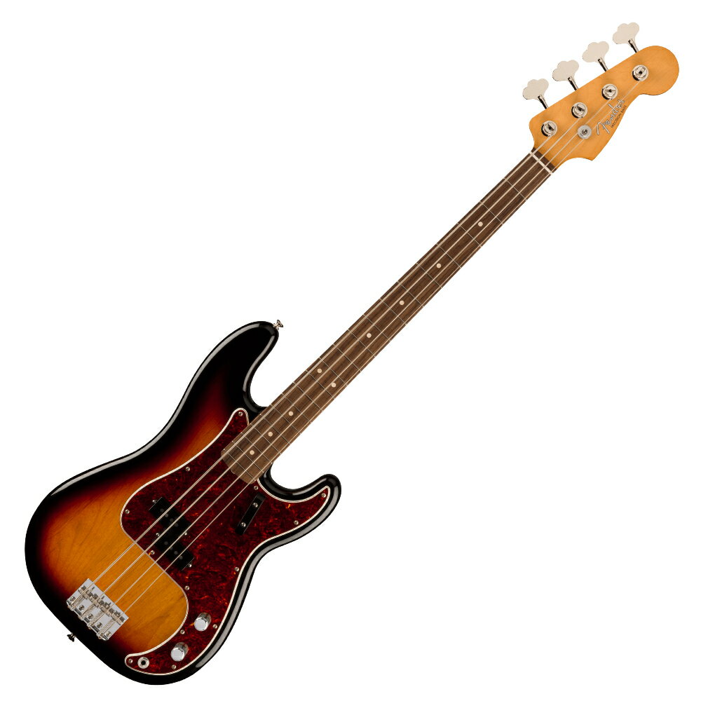 Fender フェンダー Vintera II 60s Precision Bass RW 3TS エレキベース プレシジョンベースVintera II 60s Precision Bassは、60年代のタイムレスなサウンドを現代に蘇らせ、フェンダーならではのアイコニックなルックス、インスピレーション、比類ないトーンを提供します。Vintera II 60s Precision Bassは、アルダーボディにローズウッド指板のメイプルネックを採用し、パンチと透明感に溢れたクラシックなフェンダートーンを実現します。60年代初期の"C"シェイプネックは、直感的で魅力的なプレイアビリティを提供する60年代モデルのネックプロファイルをベースに設計されており、7.25インチラジアス指板とヴィンテージトールフレットにより、大胆なベンディングや繊細なビブラートが可能で、ヴィンテージの快適さが得られます。ヴィンテージスタイルの60年代初期のスプリットコイルピックアップは、温かでダイナミック、パワフルなフェンダーサウンドを提供します。ヴィンテージスタイルの4サドル式ブリッジとチューニングマシンは、クラシックなルックスに加え、イントネーションとチューニングの安定性を向上させます。Vintera II 60s Precision Bassのクラシックなヴィンテージフィールと比類なきフェンダーサウンドで、あなたにしかできない、新たな音楽の歴史を刻み始めましょう。【FEATURES】■ アルダーボディ■ 7.25インチラジアスのローズウッド指板、ヴィンテージトールフレット■ 60年代初期の"C"ネックシェイプ■ ヴィンテージスタイルEarly-'60sスプリットコイルピックアップ■ ヴィンテージスタイルチューニングマシン■ ヴィンテージスタイル4スレデッドスチールサドル式ブリッジ【スペック】・プロダクトネーム：Vintera II '60s Precision Bass, Rosewood Fingerboard, 3-Color Sunburst・モデル番号：0149220300・シリーズ：Vintera II・オリエンテーション：Right-Hand・カラー：3-Color Sunburst・原産国：MX・ヘッドストック：Precision Bass・ネック：4-Bolt Standard・ネックフィニッシュ：Gloss Urethane・ネックシェイプ：Early '60s "C"・ネック：4-Bolt Standard・フィンガーボードラジアス：7.25" (184.1 mm)・フィンガーボードの素材：Slab Rosewood・ポジションインレイ：White Dot・サイドドット：・フレット数：20・トラスロッド：Vintage-Style Butt Adjust・トラスロッドナット：Vintage-Style Butt Adjust・ナット：Synthetic Bone・ナット幅：1.75" (44.45 mm)・ナットの素材：Synthetic Bone・ボディ：Alder・ボディフィニッシュ：Gloss Polyester・ボディシェイプ：Precision Bass・ボディ素材：Alder・ブリッジ：4-Saddle Vintage-Style with Threaded Steel Saddles・Bridge Mounting：5-Screw Vintage-Style・ピックガード：4-Ply Tortoiseshell（べっ甲柄）・ピックアップカバー：Black・コントロールノブ：Knurled Flat-Top・ハードウェアフィニッシュ：Nickel/Chrome・チューニングマシーン：Vintage-Style Open-Back・String Trees：Vintage-Style Disc・ストリング：Fender USA 7250M Nickel Plated Steel (.045-.105 Gauges), PN 0737250406・ネックプレート：4-Bolt Vintage-Style・ストラップボタン：Vintage-Style・ミドルピックアップ：Vintage-Style '60s Split Single-Coil Precision Bass・ピックアップコンフィギュレーション：Split Single-Coil・コントロール：Master Volume, Master Tone・スウィッチ：None・フレットサイズ：Vintage Tall・スケール：34" (86.36 cm)・ギグバック付き