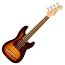 Fender フェンダー Fullerton Precision Bass Uke Walnut Fingerboard べっ甲柄 Pickguard 3-Color Sunburst エレクトリックベースウクレレFullerton Precision Bassウクレレは、Fenderの先駆的なエレクトリックベースデザインを、爽やかで楽しいサイズにしたものです。20.25インチのスケール長、コンパクトなサイズ、そして驚くほどの軽さで、手に取りやすく置き場所に困らない、ユニークなポータブルウクレレです。内蔵のチューナーでその場でチューニングすることも可能で、ボリュームとトーンの直感的なコントロールが可能なオンボードプリアンプは、明瞭度の高いなローエンドとスケール感のあるトーンを有し、そのサイズと重量を遥かに上回るパンチ力を持っています。Precision Bassの特徴であるピックガードとヘッドストックシェイプを備えたクラシックなフェンダーカラーで提供されるこのベース型ウクレレは、あらゆるプレイヤーが即戦力としてすぐに使える機能を備えています。【FEATURES】Precision Bassボディシェイプ4インラインPrecision Bassヘッドストックフェンダーデザインのプリアンプシステムノータイブリッジクロムハードウェア【SPEC】プロダクトネーム：Fullerton Precision Bass Uke, Walnut Fingerboard, べっ甲柄 Pickguard, 3-Color Sunburstモデル番号：0970583500シリーズ：Fullertonオリエンテーション：Right-Handカラー：3-Color Sunburst機器タイプ：Ukulele原産国：CNヘッドストック：Precision Bassネック：Mapleネックフィニッシュ：Gloss Urethaneネックシェイプ："C" Shapeフィンガーボードラジアス：16" (406.4 mm)フィンガーボードの素材：Walnutポジションインレイ：White Dotフレット数：18トラスロッド：Modern Heel Adjustトラスロッドナット：4 mm Hexナット：Synthetic Boneナット幅：1.77" (45 mm)ナットの素材：Synthetic Boneボディ：Spruce Top with Okoume Back and Sidesボディフィニッシュ：Glossボディシェイプ：Bass Ukuleleボディトップ：Laminated Spruceボディバインディング：1-Ply Whiteボディバック：Solid Okoumeボディサイド：Solid Okoumeボディ素材：Spruce Top with Okoume Back and SidesCutaway：Yesブレイシング：Transverseロゼット：Noneブリッジ：Walnut with Compensated SaddleBridge Pins：N/Aピックガード：1-Ply べっ甲柄ハードウェアフィニッシュ：Chromeチューニングマシーン：Die-Cast Sealedストリング：Nickel Wrapped Nylon Core (.045-.110)ストラップボタン：Vintage-Styleコントロール：Volume, Tone, Integrated Electronic Tuner with On/Off Switch, Low Battery Indicator LightSpecial Electronics：Fender FE-BU01 Preamp寸法：4.00x12.00x32.00 INShipping Weight：8.00 LBフレットサイズ：1.5mmスケール：20.25" (514.4mm)Shipping Length：32.00 INShipping Height：4.00 INShipping Width：12.00 INトラスロッドレンチ：4 mm Hex (Allen)Commodity Code：9202903000スタイル：Ukulele