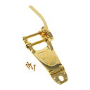 BIGSBY ビグスビー B7G Vibrato Tailpiece Gold Unpainted テールピース※パーツの取り扱いには、相応の技術と知識が必要になります。自己責任にて取り扱い可能な方のみ、ご検討下さい。取り付け時に起った、楽器及びパーツの破損・損傷等につきましては当店は保証出来ません。あらかじめご了承下さい。Bigsby搭載したギターは、真のビグスビー・ヴィブラートならではの表現力豊かで流麗なサウンドを生み出します。比類なきパフォーマンスとヴィンテージ・スタイルを求めるギタリストにお勧めのビグスビー・トレモロは、スムーズで正確なピッチ・チェンジを実現し、繊細なビブラート効果を生み出すことができます。クラシカルなルックスと簡単な取り付けにより、ギタリストだけでなくルシアーにも人気のアイテムです。ビグスビー・サウンドを発見し、あなたの演奏を次のレベルへと引き上げましょう。B7はB3とB5を組み合わせたもので、ブリッジ上のブレーク・アングルを大きくするテンション・バーが特徴です。Gibson Les Paul Standard/Custom、Gibson 335などのアーチトップ・ソリッド・ボディやセミホロウ・ボディのギター用に設計されています。カラー : Gold