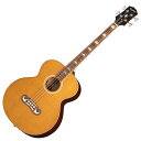 Epiphone エピフォン El Capitan J-200 Studio Bass Aged Vintage Natural アコースティックベース※ご購入後、15日以内に必ず同梱されるユーザー登録カードに必要事項をご記入の上、ギブソン・ジャパンへご郵送下さい。ユーザー登録したご本人に限り、メーカー規定の故障に対してのみ、無期限での保証が提供されます。アコースティックベースの王様新しいEl Capitan J-200 Studio Bassは、最高のボディデザインと素晴らしいサウンドを持つアコースティック楽器を求めるベーシストにとって、アコースティック環境でもPAやアンプによる増幅された環境でも、傑出した選択肢となります。伝説的なSJ-200（キング・オブ・ザ・フラットトップ）のスタイルを受け継ぎ、20フレット仕様のインディアンローレル指板、パーロイド・クラウンインレイ、アイコニックなマスターシュ・ブリッジを搭載しています。ソリッド・シトカスプルース・トップ、レイヤード・マホガニー・バック&サイドが最高のトーンを生み出し、ミディアムCプロファイルをもつ30.5インチ・スケールのマホガニー・ネックは快適な演奏性をもたらします。Fishman Sonitoneアンダーサドル・ピックアップとSonicoreプリアンプを搭載し、あらゆるステージやスタジオでご使用いただけます。●BODYBody Style：Super JumboBody Shape：J-200Body Material：Layered MahoganyTop：Solid Sitka SpruceBack：Layered MahoganySide：Layered MahoganyBinding：Figured Maple Binding, Top and BackBody Finish：Aged Gloss●NECKProfile：Medium CScale Length：774.7 mm / 30.5 inFingerboard Material：LaurelFingerboard Radius：304.8 mm / 12 inFret Count：20Frets：MediumNut Material：Synthetic BoneNut Width：43.0 mm / 1.692 inInlays：Pearloid CrownJoint：Dovetail; Glued-In●HARDWAREFinish：NickelBridge：Moustache Bass (Laurel)Saddle Material：Synthetic Bone; UncompensatedTuning Machines：Die CastTruss Rod：2-way AdjustableTruss Rod Cover：2-ply BellBridge Pins：Ivory with Black DotStrap Buttons：2 - Endpin Jack and Side of Heel●ELECTRONICSUnder Saddle Pickup：Fishman SonicoreControls：Fishman Sonitone Soundhole mounted Volume and ToneOutput Jack：1/4" Endpin JackPreamp：Fishman Sonitone●MISCELLANEOUSStrings Gauge：.045, .065, .085, .105免責事項：当社の製品および楽器のデザイン、品質、性能を継続的に改善し、常に最高の素材を使用するために、エピフォンは予告なく仕様を変更する権利を留保します。