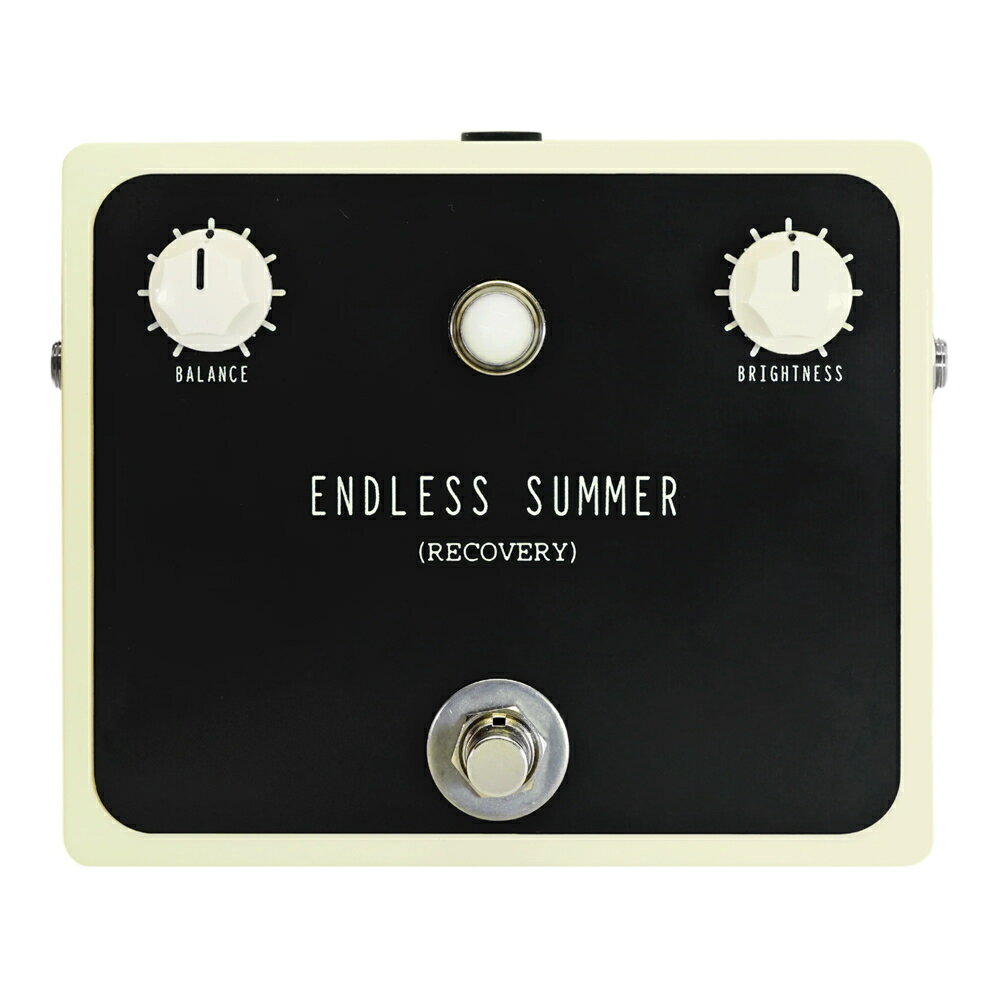 Recovery Effects リカバリーエフェクツ ENDLESS SUMMER PEDAL リバーブ ブースター ギターエフェクターリアルスプリングリバーブ・ブースターRecovery Effects ENDLESS SUMMER PEDALは、スタンダードなエフェクトペダルのスタイルでありながら本物の完全アナログスプリングリバーブです。ブースト機能を備えているので、スタンダードなスプリングリバーブからよりざらついたサウンド、さらにファジーでサイケデリックなトーンを作ることもできます。クールでユニークなリバーブペダルです。BALANCEを反時計回り最小にすると、わずかにバッファリングされたスプラッシュリバーブとなります。9時付近でアンプをブーストし、12時になると何かがおかしくなります。BRIGHTNESSで音色と深さを調整します。●コントロール・BALANCE：リバーブとブーストレベルを調整します。・BRIGHTNESS：リバーブシェイプを調整します。スタンダードなリバーブサウンドは、BRIGHTNESSを高めに設定し、BALANCEは低くします。BRIGHTNESSを下げるとダンプリバーブとなります。2つのノブはゲインステージにあり、BRIGHTNESSを下げるとBALANCEにも影響します。ENDLESS SUMMER PEDALはスタンダードなセンターマイナスDC9Vアダプターで駆動します。電池はお使いになれません。消費電流は20mAです。●ご使用上の注意スプリングリバーブタンクはアンバランスな性質のため、状況によりノイズや電波に反応します。タンク内のスプリングがアンテナとなって機能する場合があるためです。ノイズをできるだけ避けるため、下記のことに注意してください。・できるだけ高品質で短いケーブルを使用します。・スピーカー、モニターや電波塔などの電磁干渉に注意します。（通常、高品質の電源を使用することで干渉を打ち消すことができます。）【Recovery Effects】ギターやベース、キーボード、その他全ての楽器に接続するエフェクターを制作するRecovery Effectsは、Graig Markel（グレイグ・マーケル）のエフェクターブランドです。実験的で個性的なエフェクトの数々は多くのミュージシャンから定評があります。全てのエフェクターをポイントtoポイント、ハンドワイヤードで制作し、出来る限りシグナルパスを最小限に設計しています。NOSのUSAパーツを出来る限り使用し、リッチなトーンを作ることを心がけています。また、エフェクター以外の個性的な機器の制作も行っています。種類：リバーブ、ブースターアダプター：9Vセンターマイナス電池駆動：-コントロール：BALANCE、BRIGHTNESS