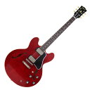 Gibson Custom Shop ギブソン カスタムショップ 1961 ES-335 Reissue Sixties Cherry VOS エレキギター※ご購入後、15日以内に必ず同梱されるユーザー登録カードに必要事項をご記入の上、ギブソン・ジャパンへご郵送下さい。ユーザー登録したご本人に限り、メーカー規定の故障に対してのみ、無期限での保証が提供されます。1961スリムテイパーネックを実装しヴィンテージ335のステータスへ肉薄！ヒストリック・リィーシューES-335がラインアップに帰還！何年にも及ぶ研究・開発、スキャニング作業、そしてオリジナル実器との対話を通した成果が本モデルに注がれています。ギブソン・カスタムショップの熟練のクラフツマンは、プライスレスな価値を帯びるヴィンテージ実器のあらゆる形状、輪郭、インレイ、カラーなどのデータを仔細に検証しました。結果もたらされたものは、素晴らしい演奏体験、所有体験です。今後、多くの貪欲なギタープレイヤーにひっきりなしに興味を抱かせることになるでしょう。1961リィーシュー・モデルは、丸みを帯びたカッタウェイ、ヴィンテージ実器からのスキャン・データに基づいたスリム・テイパー・ネック・プロファイル、ドット・インレイ、そしてヴィンテージ・レプリカ・パーツといった拘りの仕様の数々を誇ります。【SPEC】BodyBody Shape：ES-335Body Material：3-Ply Maple/Poplar/MapleCenterblock：Solid MapleBinding：1-Ply RoyaliteWeight Relief：NoneFinish：Nitrocellulose Lacquer VOS (Vintage Patina)NeckMaterial：Solid MahoganyProfile：Authentic '61 Skinny C-ShapeScale Length：24.75" / 628.65mmFingerboard Material：Indian Rosewood, Hide Glue FitFingerboard Radius：12"Number Of Frets：22Frets：Authentic Medium-JumboNut Material：NylonNut Width：1.69" / 42.85mmInlays：Pearloid DotJoint：Long Tenon, Hide Glue FitHardwareFinish：NickelTuner Plating：NickelBridge：ABR-1Saddle Material：Nickel-plated BrassTailpiece：Lightweight Aluminum Stop BarTuning Machines：Kluson Single Line, Double RingPickguard：Black 5-Ply Wide BevelTrussRod：Authentic 1950s No-TubeTruss Rod Cover：Authentic Stepped 2-PlyControl Knobs：Gold or Black Top Hats w/ Silver InsertsSwitch Tip：CreamStrap Buttons：AluminumMounting Rings：Black M69 Medium & TallPickup Covers：Authentic Profile Nickel SilverElectronicsNeck Pickup：Custombucker Alnico III (Unpotted)Bridge Pickup：Custombucker Alnico III (Unpotted)Controls：2 Volume/2 Tone CTS 500K Audio Taper Potentiometers, Paper-in-Oil CapacitorsPickup Selector：3-Way SwitchcraftOutput Jack：SwitchcraftStrings：.010, .013, .017, .026, .036, .046Case：Black/Yellow Custom Shop Hardshell