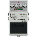 BOSS ボス NS-1X Noise Suppressor ノイズサプレッサー ギターエフェクターBOSS独自のMDP技術により完成した次世代のノイズ・リダクションと超高速ゲートNS-1Xは、BOSS独自のデジタル信号処理技術MDPを駆使した多元的かつ高速な信号処理により、原音のアタックやサスティン、弾き心地を損なわずにノイズを取り除く次世代のノイズ・サプレッサーです。極めて自然にノイズを除去する汎用性の高いREDUCTION モードと、圧倒的な速さでゲートを動作させ、ハイゲイン・サウンドによるリフ・プレイやタッピング、スウィープなどテクニカルな奏法に最適な効果をもたらすGATE モードを搭載。NS-1Xは悩ましいノイズの問題を取り除くだけでなく、新しい演奏表現をギ タリスト/ベーシストへもたらす高度なノイズ・サプレッサーです。1. BOSS 独自のMDP技術を駆使した次世代のノイズ・サプレッサー2. 高度な信号処理により、ギター本来の音色や弾き心地への影響なくノイズを抑制3. 3つのノブで目的にあった設定が可能4. 自然な弾き心地のままノイズを抑制する汎用性の高いREDUCTIONモード5. ハイゲイン・サウンドでのリフやテクニカルな奏法に最適な、極めて高速なゲート処理を実現するGATEモード6. 全信号のミュートとノイズ・リダクションの使い分けが可能なMUTE モード7. ノイズ・リダクションのかかり具合を視覚的に表示するインジケーター8. 歪みペダルのノイズ抑制に最適なSEND/RETURN 端子9. ギターやベース、その他電子楽器での使用が可能10. 他ペダルへの電源供給 (9V) が可能なDC OUTを搭載11. 安心の長期5年保証■主な仕様●サンプリング周波数:48kHz●AD 変換:24 ビット+ AF 方式 ※ AF 方式(Adaptive Focus method)は AD コンバーターのSN比を飛躍的に向上させるローランド/ボス独自の方式です。●DA 変換:32 ビット●内部演算:32 ビット浮動小数点●モード:3 種類 GATE、REDUCTION、MUTE●規定入力レベル INPUT、RETURN:-20dBu●最大入力レベル INPUT、RETURN:+7dBu●入力インピーダンス INPUT、RETURN:1M Ω●規定出力レベル OUTPUT、SEND:-20dBu●最大出力レベル OUTPUT、SEND:+7dBu●出力インピーダンス OUTPUT、SEND:1k Ω●推奨負荷インピーダンス OUTPUT、SEND:10k Ω以上●バイパス:バッファード・バイパス●コントロール:MODE つまみ、DECAY つまみ、THRESHOLD つまみ、DAMP つまみ、ペダル・スイッチ●インジケーター:CHECK インジケーター(バッテリー・チェック兼用)、REDUCTION インジケーター●接続端子 INPUT 端子:標準タイプ、RETURN 端子:標準タイプ、OUTPUT 端子:標準タイプ、SEND 端子:標準タイプ、DC IN 端子、DC OUT 端子●電源:アルカリ電池(9V形)、AC アダプター(別売)●消費電流:60mA●連続使用時の電池の寿命 アルカリ電池:約 6.5 時間 ※使用状態によって異なります。●外形寸法:73(幅)× 129(奥行)× 59(高さ)mm●質量(乾電池含む):460g●付属品:チラシ(安全上のご注意、使用上のご注意、お問い合わせの窓口)、アルカリ電池(9V 形、本体に接続済み)、保証書●別売品 AC アダプター:PSA-100