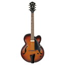 Ibanez アイバニーズ AFC71-VLS Artcore Contemporary Archtop フルアコギター人気のコンテンポラリー・アーチトップ・アートコア・グレードのハイ・コストパフォーマンス・モデル・コンテンポラリーなプレイ・スタイルとサウンドを求めるプレイヤーに向けた、AFCモデルVLS (Violin Sunburst)・グロス・カラーボディに、べっ甲柄のバインディングを巻き、渋くもお洒落なテイストのルックスに仕上げました。・ニャトー材・ネック家具材や建築材にも使用され、ふくよかなロー・ミッド・サウンドが特長です。・ウォルナット材・指板 / ブリッジ&サドル硬質で狂いが少なく、古くから高級家具や工芸用材に用いられている材料です。音の立ち上がりが早く、ブライトなサウンドが特徴です。・リンデン材・ボディナチュラルでクセのないフラットなサウンドが特長です。・ニュアンスの出し易さ、立ち上がりの速さ、音作りのしやすさを重視する、”Magic Touch-Mini”ピックアップタイトなローエンドからきらびやかなトレブルまで、広いダイナミクスを持ったバランスの良い出音が特徴のミニ・ハムバッカー・ピックアップです。上位モデルの ARTSTAR ”AFC151” にも採用されており、音づくりのしやすさを重視し、控えめな中出力でヘッドルームを大きく持つように設計されています。・グロス・ブラック仕上げのピックガードとテールピース上位モデルの ARTSTAR ”AFC151” にも採用されており、引き締まった印象を与えます。Specs・Neck type AFC Nyatoh set-in neck (20 frets)・Body Linden top & back & sides・Fretboard Bound Walnut fretboard w/Acrylic block inlay・Fret Medium frets・Bridge & Saddle Walnut bridge & saddle・Tailpiece VT14 tailpiece w/AFC wood cover・Neck pickup Magic Touch Mini (H) neck pickupControls, Pickup selector 1 Volume, 1 Tone・Hardware color Gold・Strings gauge .011/.015/.022w/.030/.040/.050 (D'Addario ECG24 Flatwound)VLS (Violin Sunburst)