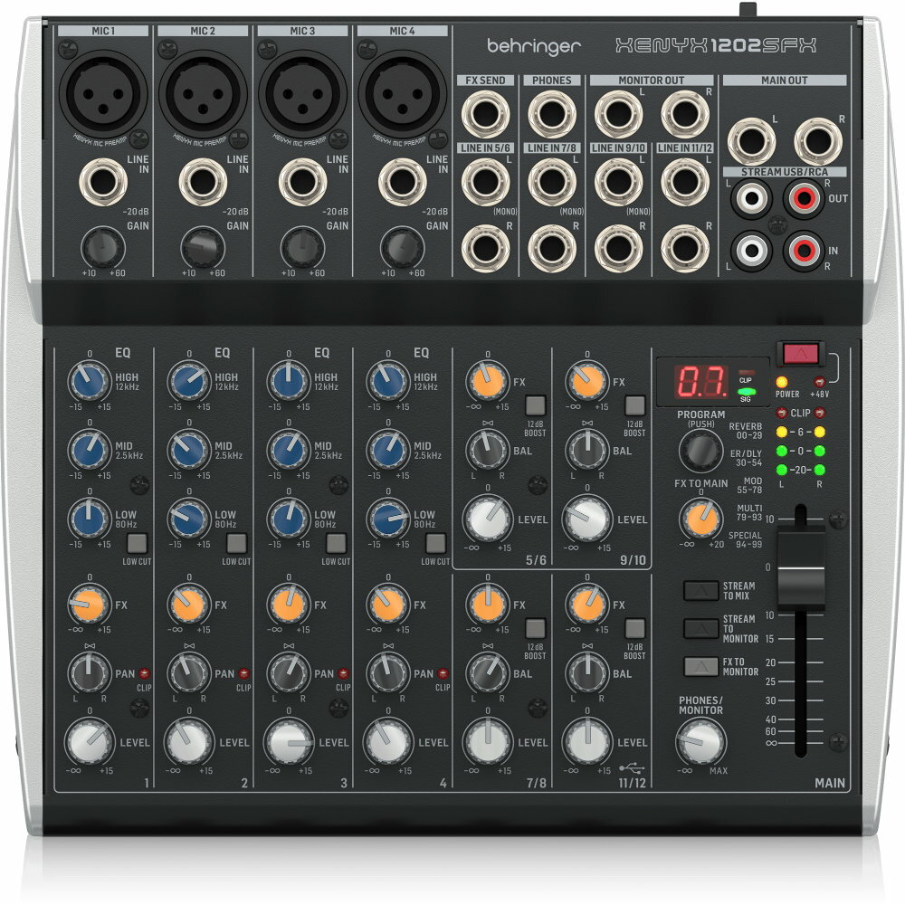 BEHRINGER ベリンガー XENYX 1202SFX 12入力 アナログミキサー USBオーディオインターフェース機能 エフェクター内蔵