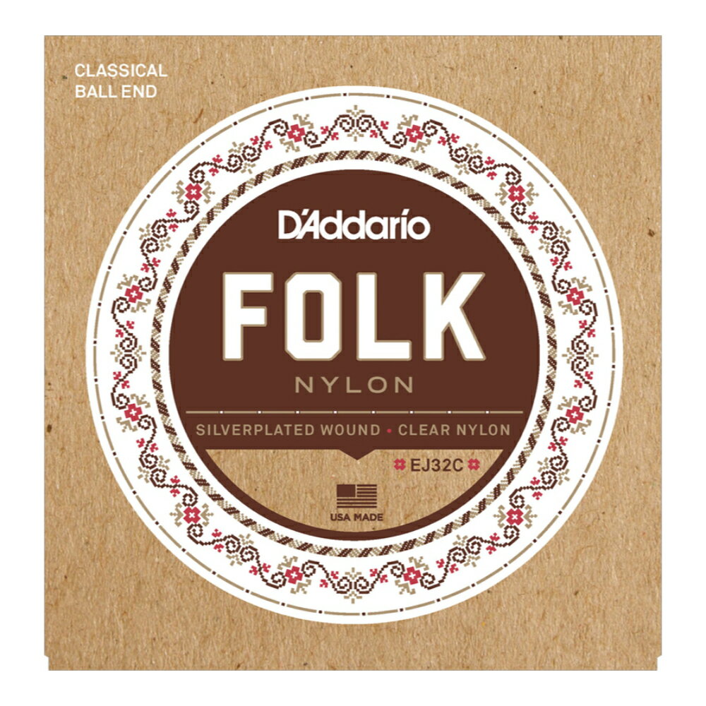 D'Addario ダダリオ EJ32C Silver Plated Wrap Nylon Core Clear Nylon Trebles ball end クラシックギター弦