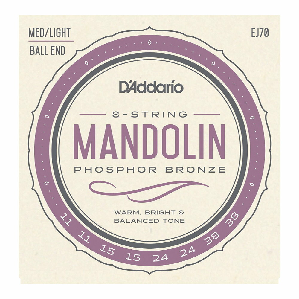 D'Addario ダダリオ EJ70 Phosphor Bronze Mandolin Strings Ball End Medium/Light 11-38 マンドリン弦