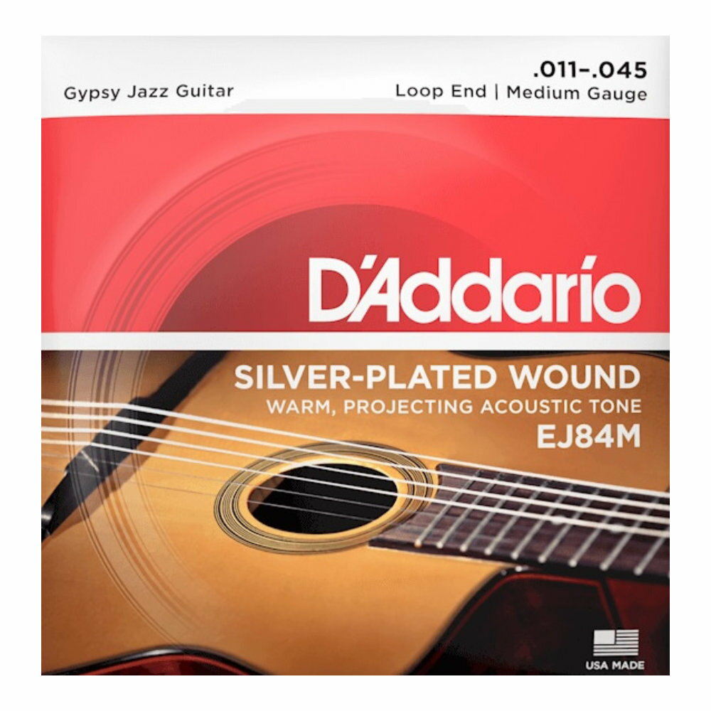 D 039 Addario ダダリオ EJ84M GYPSY JAZZ STRINGS Medium Loop End Acoustic Guitar Strings マカフェリギター弦