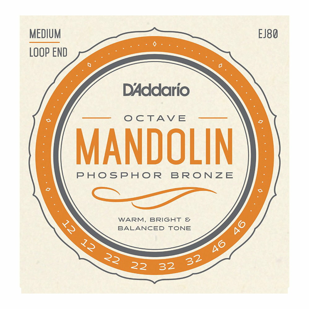 D'Addario ダダリオ EJ80 Phosphor Bronze Octave Mandolin Strings Medium 12-46 オクターブマンドリン弦