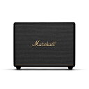 MARSHALL マーシャル Woburn III Black BluetoothスピーカーHomeline IIIシリーズの中で最大の大きさを誇るWoburn IIIは新しい 3 ウェイドライバーシステムを搭載。より深い没入感体験ができるよう再設計され、前シリーズよりも音の流れが更に広くなり、どんな空間も圧倒的なマーシャルのシグネチャーサウンドで満たしてくれます。■部屋を満たす圧倒的なサウンドより深い没入感体験ができるよう再設計され、前シリーズよりも音の流れが更に広くなっています。新しい 3 ウェイドライバーシステムを搭載。この再構築されたシステムは、明瞭な中音域、鮮明な高音、そして人間の耳が知覚できる最低周波数に低いより制御された低音を再現します。最適な角度で設置されたツイーターと導波管のアップデートにより、広がりのある圧倒的なサウンドを届けます。新たに追加された配置補正は、アプリを使用して近くの反射面にサウンドを適応させる補正機能です。内蔵のダイナミックラウドネスは音のトーンバランスを調整し、すべての音量で音楽が鮮明に聞こえます。夜遅い時間は、HDMIケーブルでテレビに接続し、ナイトモードを稼働してください。これにより、大きな音を抑えながら音声が聞こえるようになり、近所に迷惑をかける心配なくコンテンツに集中できます。■簡単操作複雑なセットアップもいらず簡単にペアリングしてプレイすることができます。ペアリングボタン、電源スイッチ、低音と高音のコントロール、コントロールノブなど、必要なものがすべて本体上部にあるので、デバイスを手に取ることなく簡単に音楽をコントロールできます。■次世代のBluetooth新しいBluetooth テクノロジー、LE Audioに対応できるよう設計。（対応に向けて準備中）アプリを通して、スピーカーは常に最新の状態にアップデートできます。■際立ったアイコニックデザイン特徴的なロックンロールホームスピーカーのコンセプトを踏襲しつつ、ロゴプレート、真鍮のコントロールノブなどブランドアイデンティティを洗練されたデザインで表現しています。スピーカーの前面を飾る真鍮のパネルはより細く、流線型になり、フレットは全体的な仕上げに合わせてカラーコーディネートされています。マルチディレクショナルコントロールノブとクラシックなパワースイッチはスピーカー本体を演出し、マーシャルアンプのレガシーを彷彿させます。■サステナブルなアプローチ環境にも配慮し、70% のリサイクルプラスチックとビーガン素材のみで構成されPVC を使用しない構造。商品がより長持ちし、持続可能な製品の開発に向けて努力を続けています。■HDMI接続音楽やテレビ鑑賞に最適なサウンドを簡単に得ることができます。Bluetooth、RCA、または 3.5 mm 入力により、スピーカーへの接続と音楽再生がこれまでになく簡単になりました。Woburn IIIには HDMI 入力端子もあり、テレビと接続して Marshall 独自の視聴体験が楽しめ、またナイトモード機能が使用できます。【仕様】形式：アクティブスピーカー/バスレフ型通信方式：Bluetooth5.2対応コーデック：SBCパワー・アンプ：ウーファー用 90W D級アンプx1、ミッド用 15W D級アンプx2、ツィーター用 15W D級アンプx2再生周波数帯域：35~20,000Hzワイヤレスレンジ：約10m入力電圧：100~240V最大音圧レベル：100.5 dB@1m入力端子：3.5mmステレオミニプラグ/RCA入力/HDMI端子重量：約7.45kgサイズ：W400xH317xD203 mm付属品：電源ケーブルカラー：Black（ブラック）