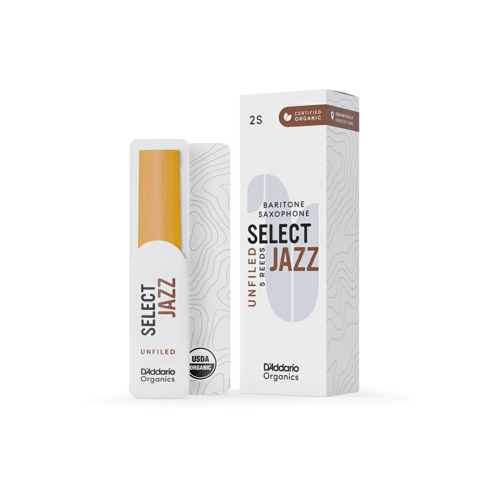 D'Addario Woodwinds ダダリオ ウッドウィンズ バリトンサックス リード 5枚入り 硬さ：2S アンファイルドカット ダダリオ オーガニックス セレクトジャズ