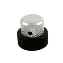 ALLPARTS オールパーツ MK-3338-000 Black And Chrome Concentric Knob スタックノブ※ギターパーツの取り扱いには、相応の技術と知識が必要になります。自己責任にて取り扱い可能な方のみ、ご検討下さい。取り付け時に起った、楽器及びパーツの破損・損傷等につきましては当店は保証出来ません。あらかじめご了承下さい。・USA製の2軸ポットに対応したスタックノブ・横ネジ式・インチ規格・上段クローム/下段ブラック・上部内径: .192" (約4.87mm)・直径: 3/4" (約19.05mm)・高さ: 1/2" (約12.7mm)・下部: .272" (約6.9mm)・直径: 1" (25.4mm)・高さ: 3/8"(約9.5mm)