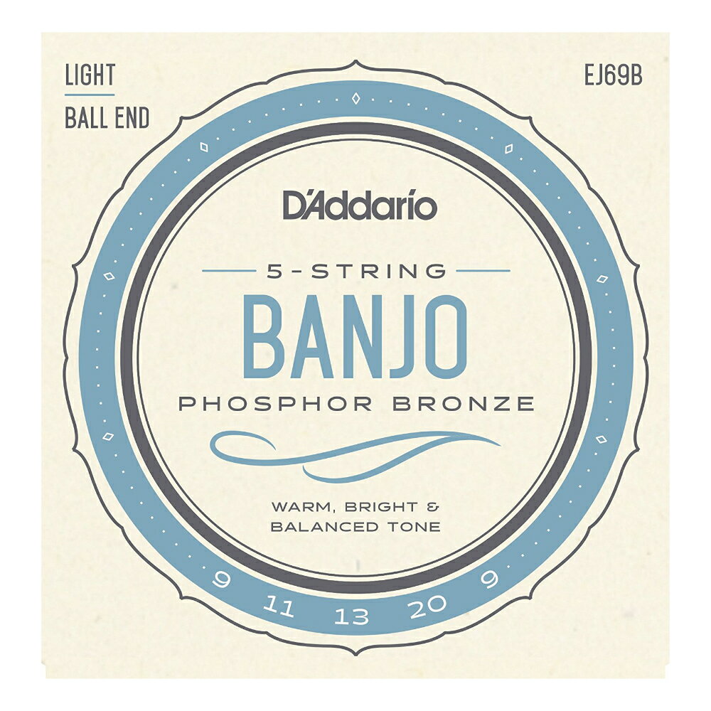 D'Addario ダダリオ EJ69B 5-String Banjo Phosphor Bronze Light 9-20 5弦バンジョー弦 ボールエンド