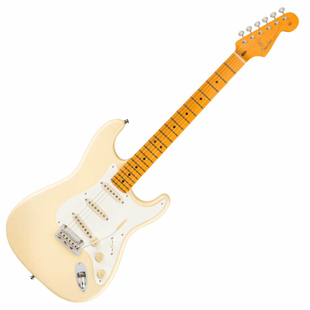 Fender フェンダー Lincoln Brewster Stratocaster Olympic Pearl エレキギター ストラトキャスター30年のキャリアを通して、リンカーン・ブルースターのソウルフルでダイナミックなプレイスタイルは世界中のリスナーを魅了してきました。魅力的なOlympic Pearlカラーを新たにまとったリンカーンのシグネイチャーモデルは、アッシュボディにコンパウンドラジアス指板を採用したヴィンテージシェイプネック、ベントスチールサドルとポップイン式アームを特徴とした2点支持トレモロなど、クラシカルな風格とモダンなプレイアビリティを併せ持ったギターです。 ネックおよびミドルピックアップにDiMarzio Area 58シングルコイルを、ブリッジにはDiMarzio Area 61シングルコイルを搭載し、ノイズフリーなヴィンテージトーンを提供します。ニトロセルロースラッカーフィニッシュの“Soft V”シェイプネック、22本のミディアムジャンボフレットを採用し、快適な演奏性を実現。プッシュ／プル式ボリュームコントロールにより内蔵アクティブプリアンプのON/OFFが可能で、Tone 1ノブはカスタマイズされたミッドブーストの出力調整に使用できます。 現代的で実用的な機能を盛り込みつつ、クロームハードウェアやエイジドホワイトパーツ、1-plyエッグシェルピックガード、ヴィンテージスタイルのロッキングチューナーなど、クラシカルな美しさをまとった至高のモデルです。FEATURES・ラッカーフィニッシュのアッシュボディ・"Soft V"シェイプネック、22本のミディアムジャンボフレットを採用した9.5〜14コンパウンドラジアス指板・DiMarzio Area 61 single-coil Stratブリッジピックアップ、DiMarzio Area 58 single-coil Stratミドル＆ネックピックアップ・ミッドブースト付きアクティブプリアンプ搭載・ヴィンテージスタイルロッキングチューナー【specs】Body Material: AshBody Finish: Gloss LacquerNeck: 1-Piece Maple, Soft “V”Neck Finish: Nitrocellulose LacquerFingerboard: Maple, 9.5” to 14” Compound Radius (241 mm-355.6 mm)Frets: 22, Medium JumboPosition Inlays: Black Dot (Maple)Nut (Material/Width): Synthetic Bone, 1.685” (42.8 mm)Tuning Machines: Vintage-Style LockingScale Length: 25.5” (64.77 cm)Bridge: 2-Point Synchronized Tremolo with Bent Steel Saddles and Pop-In Tremolo ArmPickguard: 1-Ply EggshellPickups: DiMarzio Area 61TM (Bridge), DiMarzio Area 58TM (Middle), DiMarzio Area 58TM (Neck)Pickup Switching: 5-Position Blade SwitchSpecial Electronics: Onboard Active Preamp with Mid BoostControls: Master Volume with Treble-Bleed (Push/Pull Fixed Boost On/Off), Tone 1. (Mid Boost Level), Tone 2. (Bridge Pickup)Control Knobs: Aged White PlasticHardware Finish: Nickel/ChromeStrings: Fender USA 250L Nickel Plated Steel (.009-.042 Gauges), PN 0730250403Case/Gig Bag: Black Hardshell