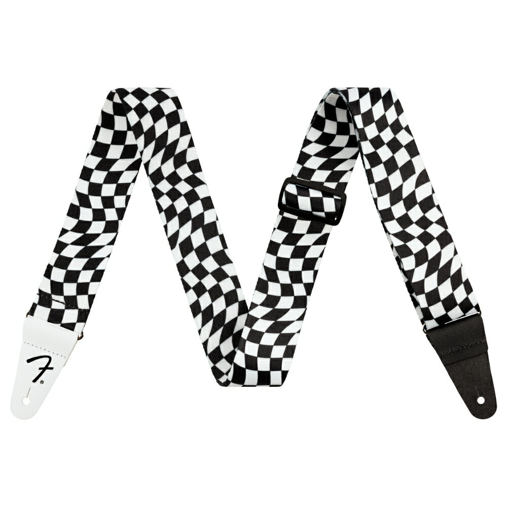 Fender フェンダー Wavy Checkerboard Polyester Strap Black White ポリエステル ギターストラップ
