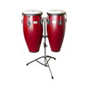 TOCA トカ 2800C Players 10+11インチ Wood Conga Set Cherry コンガ チェリー スタンド付き【PLAYER'S SERIES WOOD CONGAS】コストパフォーマンスに優れたミドルクラスのPlayer’s Series Congas。これからはじめるプレイヤーにコストパフォーマンスだけでなく十分な音質をお楽しみいただける、耐久性・サウンドともに安定した2ピースプライウッド仕様、10"&11"サイズは扱いやすく明るいトーンの組み合わせです。プロモデルにも採用されるTOCAイージープレイフープと上質な牛革ヘッドの仕様は、安定した音質とチューニングでプレイヤーをサポート。高さの調整できるスタンドが付属します。■サイズ：11"×28" + 10"×28"■コンガスタンド付属■カラー：チェリー