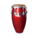 TOCA トカ 4611-3/4FR Custom Deluxe Fiberglass 11 3/4インチ Red Sparkle Conga コンガ レッドスパークル【CUSTOM DELUXE FIBERGASS CONGAS】カーニバルミュージックのリズムパターンが由来のキューバの民族楽器コンガ。樽型に成型されたボディに打面を組み合わせた温かみの有る音色が特徴的です。TOCA Custom Deluxe Seriesはプロのパーカッショニストにも愛されるTOCAコンガの上位機種です。ファイバーグラスモデルは気温や環境の影響が少なく安定した音質で、ヴォリュームの有るサウンドの一体成型ファイバーグラスボディ仕様。充分な厚みの牛革を使用した肌触りの良いヘッドとチューニングの安定したTOCAイージープレイフープに耐久性の優れた6つのラグが演奏面をしっかりとサポート。■サイズ：11 3/4" × 30"■カラー：Red Sparkle