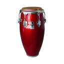 TOCA トカ 4611FR Custom Deluxe Fiberglass 11インチ Red Sparkle Quinto コンガ キント レッドスパークル【CUSTOM DELUXE FIBERGASS CONGAS】カーニバルミュージックのリズムパターンが由来のキューバの民族楽器コンガ。樽型に成型されたボディに打面を組み合わせた温かみの有る音色が特徴的です。TOCA Custom Deluxe Seriesはプロのパーカッショニストにも愛されるTOCAコンガの上位機種です。ファイバーグラスモデルは気温や環境の影響が少なく安定した音質で、ヴォリュームの有るサウンドの一体成型ファイバーグラスボディ仕様。充分な厚みの牛革を使用した肌触りの良いヘッドとチューニングの安定したTOCAイージープレイフープに耐久性の優れた6つのラグが演奏面をしっかりとサポート。■サイズ(Quinto)：11" × 30"■カラー：Red Sparkle