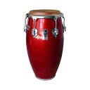 TOCA トカ 4612-1/2FR Custom Deluxe Fiberglass 12 1/2インチ Red Sparkle Tumba コンガ トゥンバ レッドスパークル【CUSTOM DELUXE FIBERGASS CONGAS】カーニバルミュージックのリズムパターンが由来のキューバの民族楽器コンガ。樽型に成型されたボディに打面を組み合わせた温かみの有る音色が特徴的です。TOCA Custom Deluxe Seriesはプロのパーカッショニストにも愛されるTOCAコンガの上位機種です。ファイバーグラスモデルは気温や環境の影響が少なく安定した音質で、ヴォリュームの有るサウンドの一体成型ファイバーグラスボディ仕様。充分な厚みの牛革を使用した肌触りの良いヘッドとチューニングの安定したTOCAイージープレイフープに耐久性の優れた6つのラグが演奏面をしっかりとサポート。■サイズ(Tumba)：12 1/2" × 30"■カラー：Red Sparkle