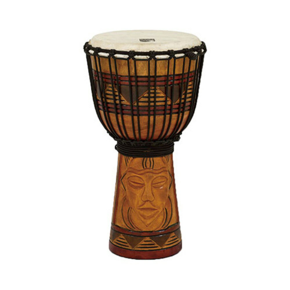 TOCA トカ TODJ-8TM Origins Series Djembe 8インチ Tribal Mask ジャンベ【WOOD ROPE TUNED DJEMBES】自然の恵みを大切にし環境に配慮した植林のマホガニー材を使用。厳選されたゴートスキンヘッドとトラディショナルなロープチューニングを採用。ボディ内部を、粗く螺旋状に加工することで引き締まったサウンドを生み出します。手彫りで仕上げられたデザインはジャンベサウンドをさらに演出します。■デザイン：Tribal Mask■サイズ：8" HEAD & 16" TALL