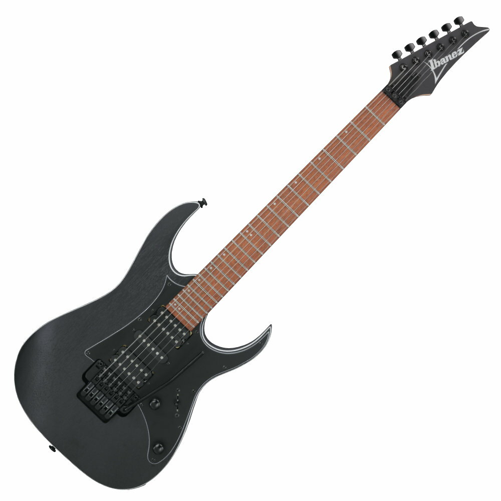 Ibanez アイバニーズ RG450B-WK RG Standard エレキギターIbanez ギターの“代名詞”と評されるRG。それはメタル・ミュージックを念頭に、スピーディあるいはテクニカルなプレイへの対応と質実剛健なデザインとを併せ持って生み出されたモデル。誕生から35年以上を経た今もなお、メタルはもちろん、ジャンルを超えた幅広い音楽に対応できるハイ・パフォーマンスなギターとして、止むことなき進化を続けている。- メイプル材 ネック / Wizard III シェイプネックの素材としてはメジャーな、硬質で強度が高いメイプル材を採用。アタックとサスティーンに富み、張りのある”パリッ”とした高音域 サウンドが特徴です。薄い握り心地と握り易さを追求し、抜群のプレイアビリティを約束する”Wizard III”ネック・シェイプを採用。- ジャトバ材 指板 赤褐色の木肌と木目を持つ硬質な木材で、ふくよかな中音域が特長です。 - メランティ材 ボディ中音域からやや低音域の特性に富んだ、明るくふくよかな音色と甘めのトーンが特徴です。古くから家具材や建築材料にまで幅広く扱われ、”フィリピン・マホガニー”と称される木材です。- Ibanez オリジナル”Quantum” ピックアップ音の輪郭が明瞭な低音域とキレのよい高音域が特徴の Ibanez オリジナル”Quantum”ピックアップを搭載。- Edge-Zero II トレモロ・ブリッジ激しいアーム・プレイを多用しても高いチューニングの安定性を誇るEdge-Zero II トレモロ・ブリッジを搭載。ユニット本体がピッキングの妨げにならない様にロー・プロファイル設計されていることも大きな特徴です。- “Mono-unit” アウトプット・ジャック堅牢で破損に強い樹脂製一体型で、プラグ種別での通電差異が少ないです。また、ジャックの緩みによる接触不良や断線を防ぎます【Specs】- Neck type：Wizard III Maple neck- Body：Meranti body- Fretboard：Jatoba fretboard w/ Off-set white dot inlay- Fret：Jumbo fret- Bridge：Edge-Zero II tremolo bridge- Neck pickup：Quantum (H) neck pickup- Middle pickup：Quantum (S) middle pickup- Bridge pickup：Quantum (H) bridge pickup- Controls, Pickup Selector：1 Volume, 1 Tone, 5-way lever switch- Hardware color：Black- Strings gauge：.009/.011/.016/.024/.032/.042 (D'Addario EXL120)カラー：WK (Weathered Black)