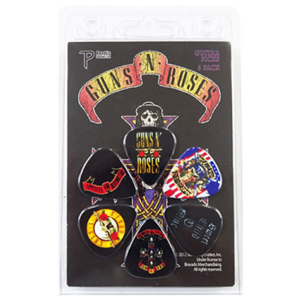 Perri’s ペリーズ LP-GR2 GUNS N’ ROSES 6PICKS Guitar Pick ギターピックセットGUNS N’ ROSESのデザインギターピック 6枚セット■シェイプ：ティアドロップ■材質：セルロイド