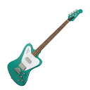 Gibson ギブソン Non-Reverse Thunderbird Inverness Green エレキベース※ご購入後15日以内に、必ず同梱されるユーザー登録カードに必要事項をご記入の上、ギブソン・ジャパンへご郵送下さい。ユーザー登録したご本人に限り、メーカー規定の故障に対してのみ、無期限での保証が提供されます。1965年に発売されて以来、Non-Reverse Thunderbirdは、先進的なベーシストたちに愛されてきました。Non-Reverse Thunderbirdの特徴的なスタイリングとヘビーなトーンは、ステージでもスタジオでも際立った存在感を放ちます。今回、Gibson USA Non-Reverse Thunderbirdが発売されたことで、希少なThunderbirdを手にするチャンスが訪れました。ノンリバースのマホガニー・ボディとマホガニー・ネック、ローズウッド指板にミディアム・ジャンボ・フレットを備え、2基のサンダーバード・ピックアップにはそれぞれボリューム・コントロールが搭載されているので、個々に使うことも、好みにブレンドすることもできます。また、マスター・トーン・コントロールを搭載し、シンプルかつ効果的なコントロール・レイアウトとなっています。3層構造のホワイト・ピックガードには、サンダーバードのアイコニックなグラフィックが描かれています。ノンリバース・サンダーバードにはGraph Tech ナットが採用されています。3ポイント・アジャスタブル・ブリッジはアクションとイントネーションをフルレンジで調整でき、Hipshot Ultralite チューニングマシンは巻き上げた弦をしっかりと固定し正確で安定したチューニングを実現するとともに、ヘッドストックの重量を低く抑えることでベース全体のバランスを向上させています。ハードシェル・ケースが付属します。【仕様】■Body：・Body Shape：Non-Reverse Thunderbird・Body Material：Mahogany・Finish：Gloss Nitrocellulose Lacquer■Neck：・Material：Mahogany・Profile：Rounded・Scale Length：34" / 863.6mm・Fingerboard Material：Indian Rosewood・Fingerboard Radius：12"・Number Of Frets：20・Frets：Medium Jumbo・Nut Material：Graph Tech・Nut Width：1.6" / 40.64mm・Inlays：Acrylic Dot・Joint：Glued In■Hardware：・Finish：Chrome・Tuner Plating：Chrome・Bridge：3-Point Adjustable・Tuning Machines：Hipshot Ultralite・Pickguard：White 3-ply with Thunderbird Graphic・TrussRod：Adjustable・Truss Rod Cover：Black・Control Knobs：Black Top Hat with Silver inserts・Control Covers：Black・Strap Buttons：2 - Bottom and Shoulder・Mounting Rings：Trim Ring (Lead Pickup Only)・Pickup Covers：Chrome■Electronics：・Neck Pickup：Thunderbird Rhythm・Bridge Pickup：Thunderbird Lead・Controls：2 Volume, 1 Master Tone・Output Jack：1/4"■Miscellaneous：・Strings Gauge：.045, .065, .085, .105・Case：Hardshell Case■カラー：Inverness Green